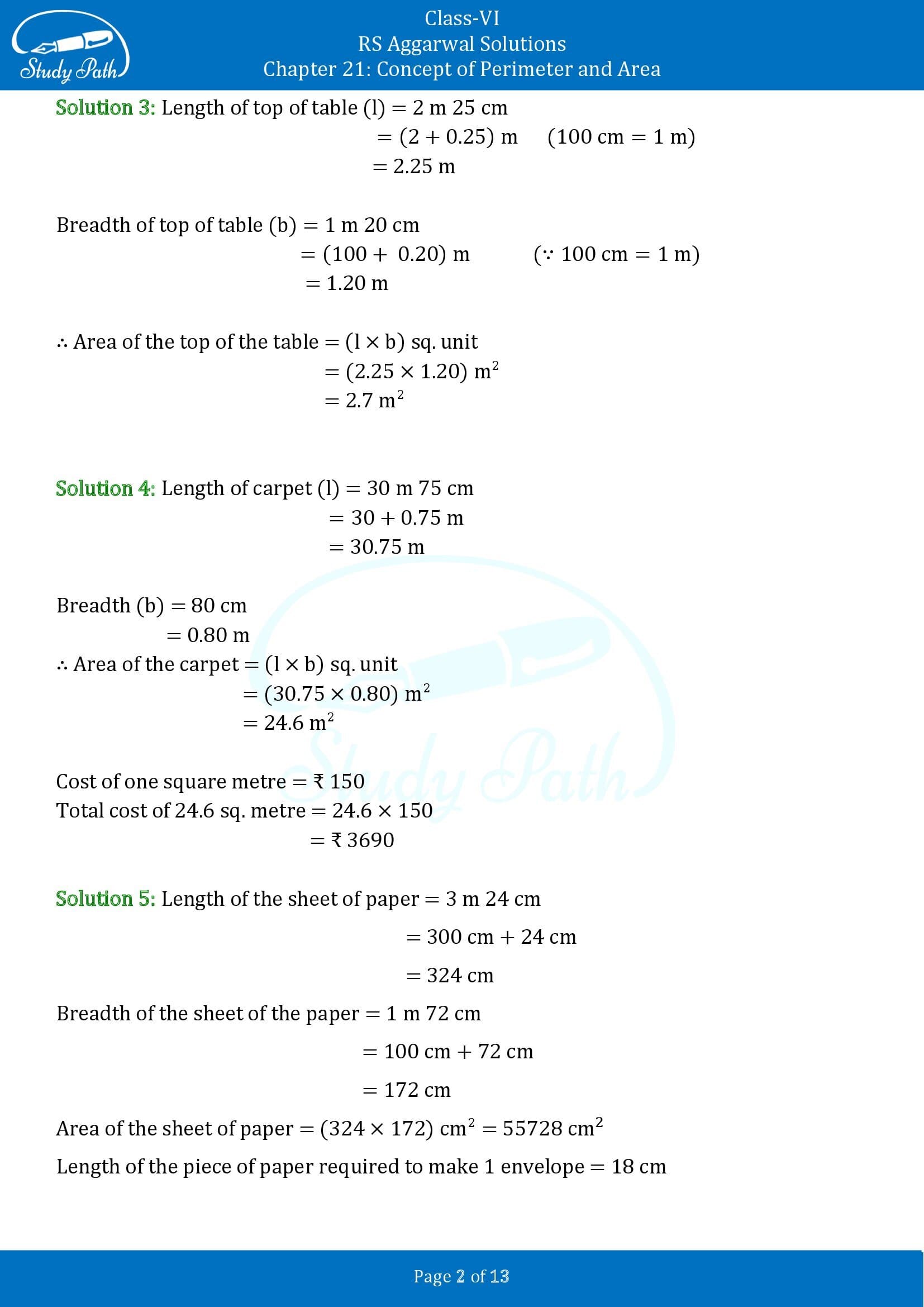 RS Aggarwal Solutions Class 6 Chapter 21 Concept of Perimeter and Area Exercise 21D 00002