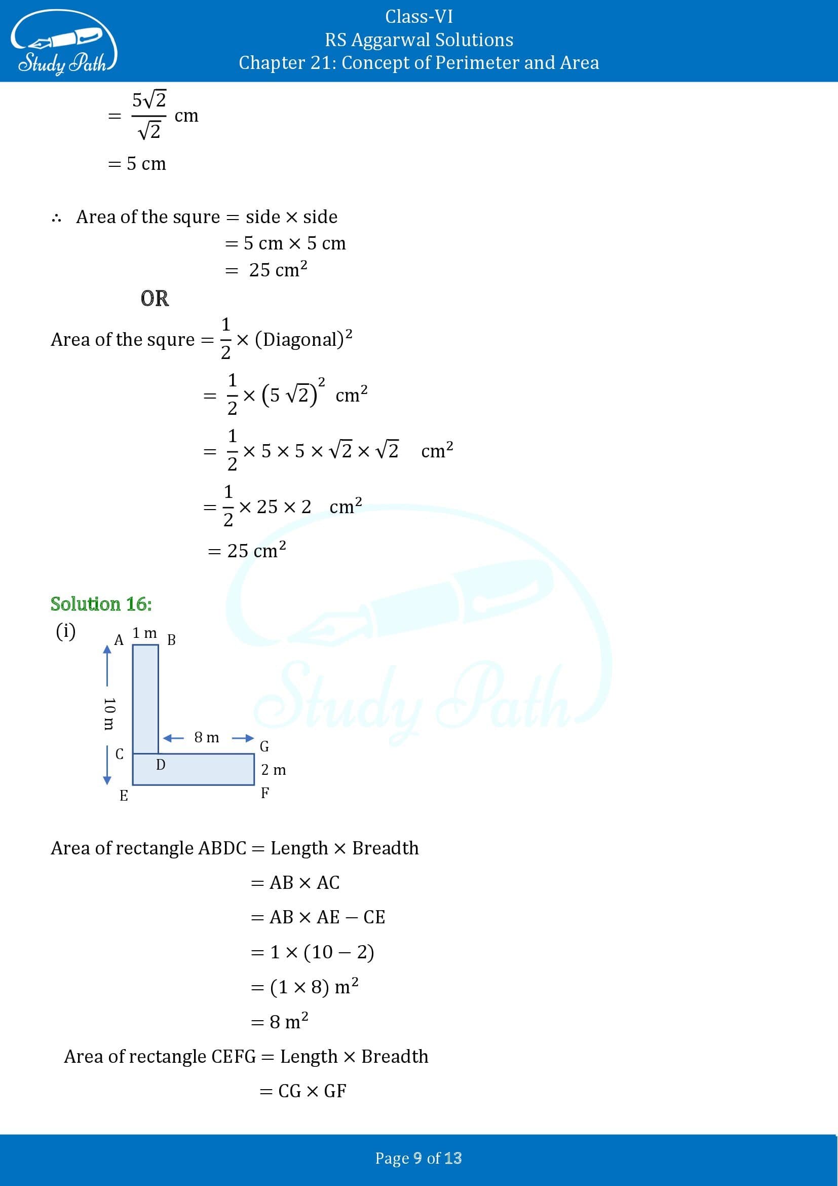 RS Aggarwal Solutions Class 6 Chapter 21 Concept of Perimeter and Area Exercise 21D 00009