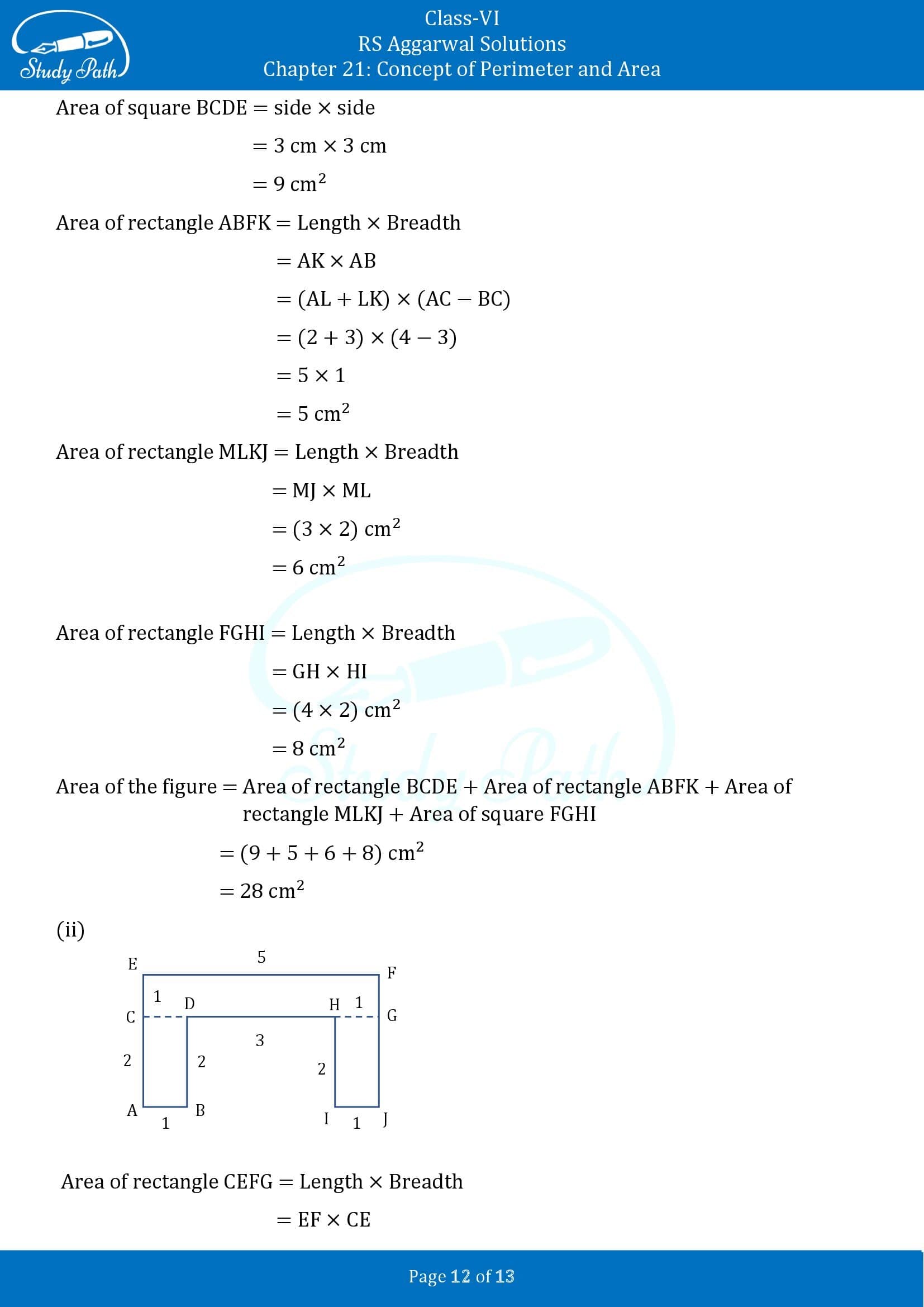 RS Aggarwal Solutions Class 6 Chapter 21 Concept of Perimeter and Area Exercise 21D 00012