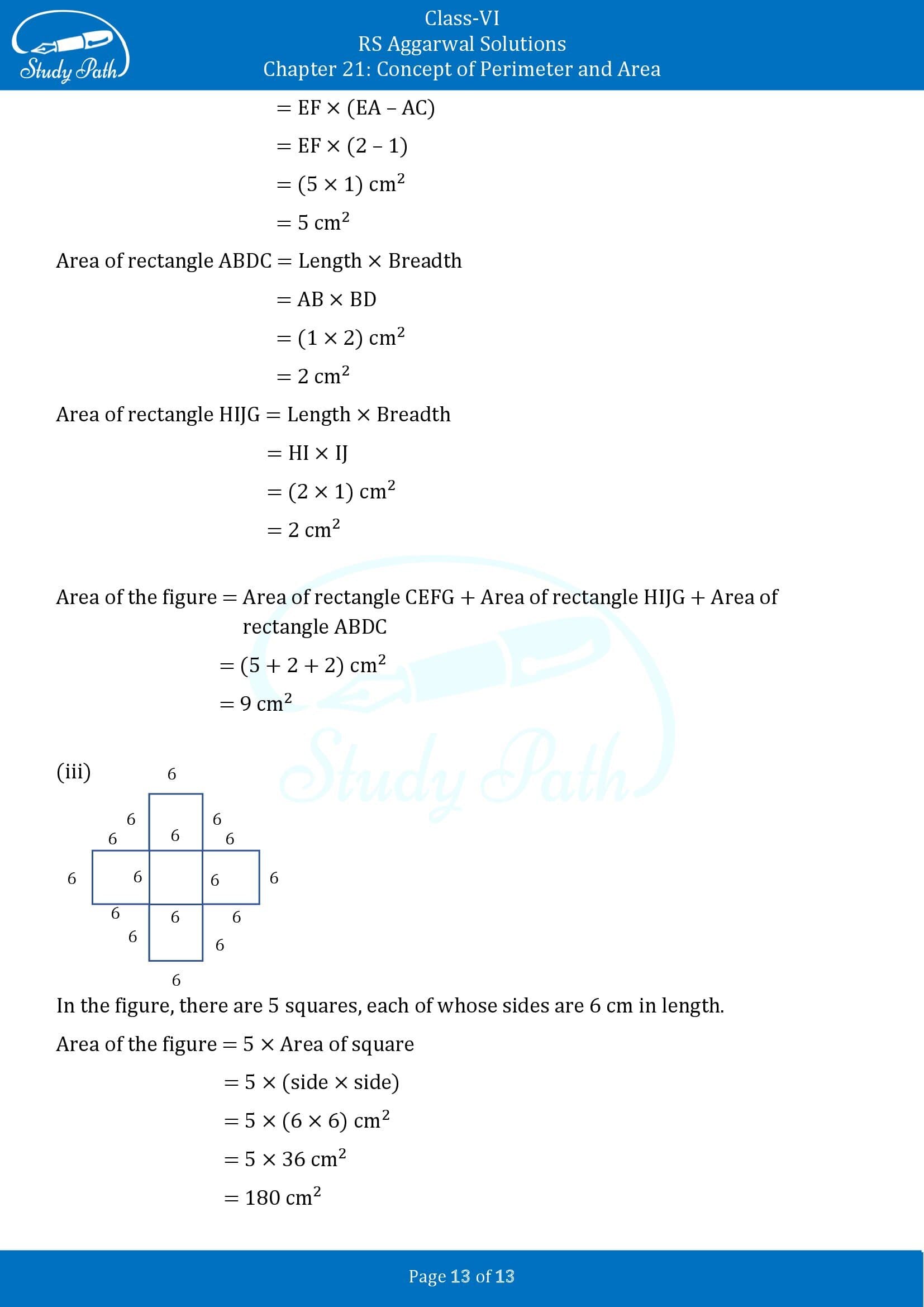 RS Aggarwal Solutions Class 6 Chapter 21 Concept of Perimeter and Area Exercise 21D 00013