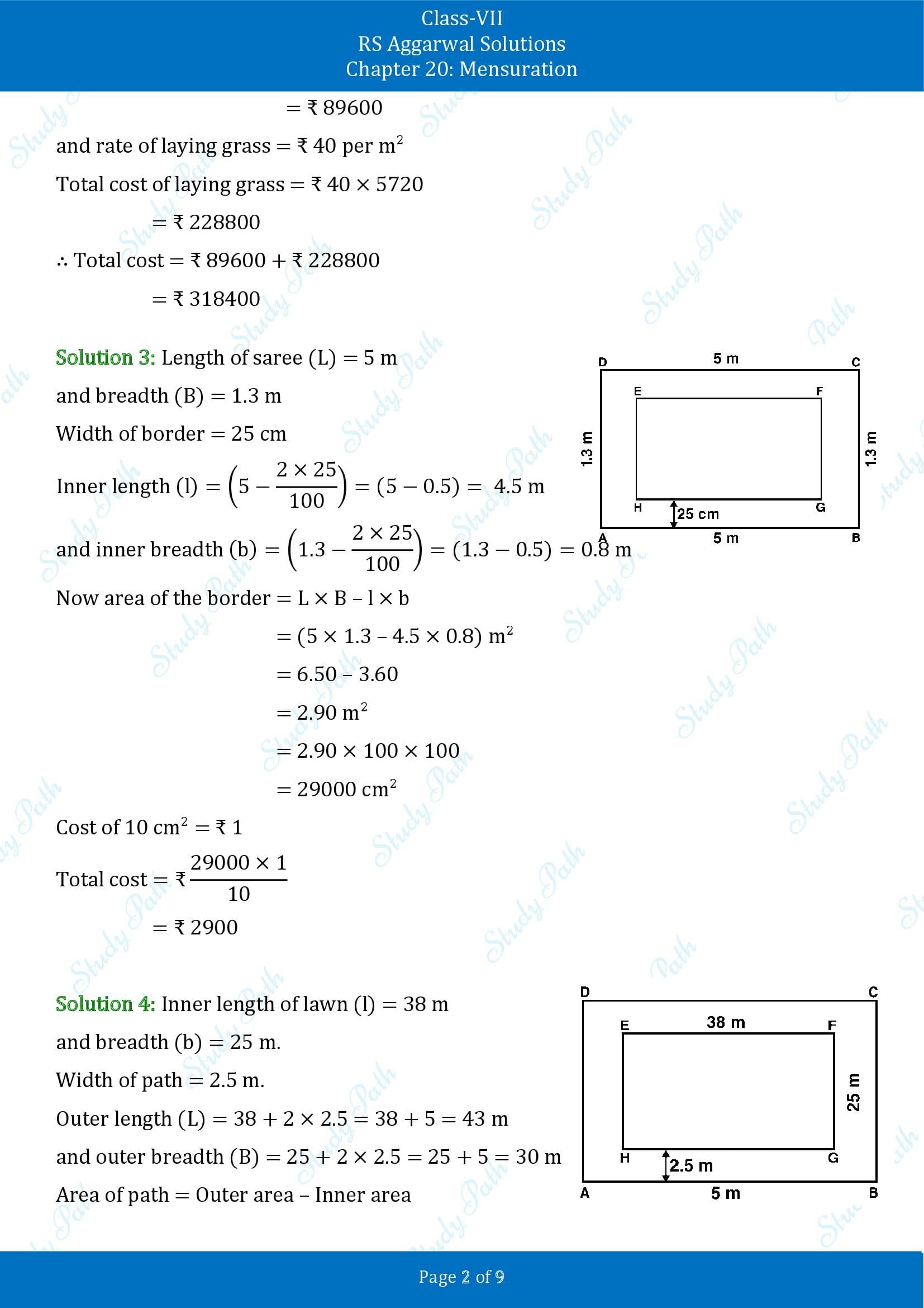RS Aggarwal Solutions Class 7 Chapter 20 Mensuration Exercise 20B 00002