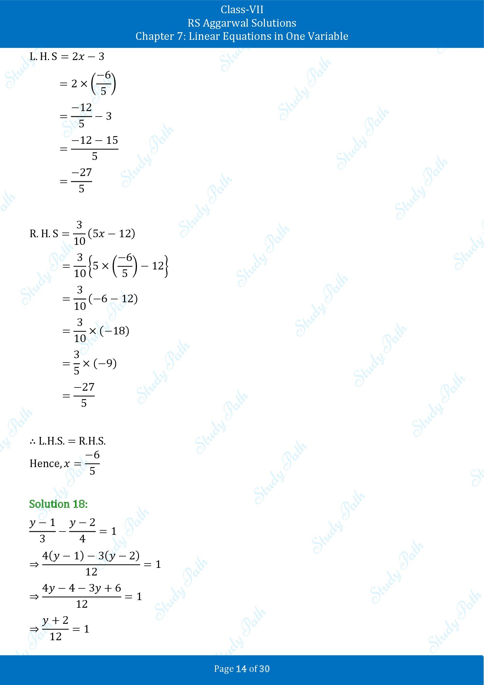 RS Aggarwal Solutions Class 7 Chapter 7 Linear Equations in One Variable Exercise 7A 00014