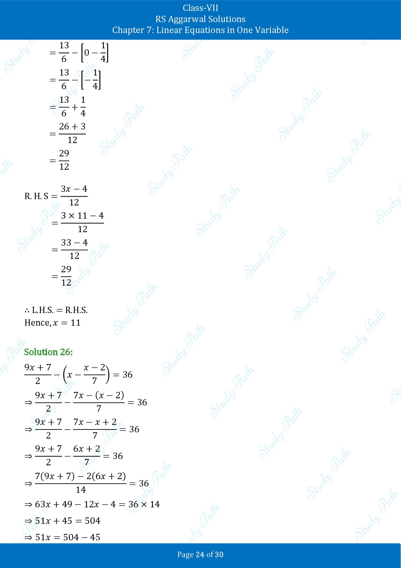 RS Aggarwal Solutions Class 7 Chapter 7 Linear Equations in One Variable Exercise 7A 00024