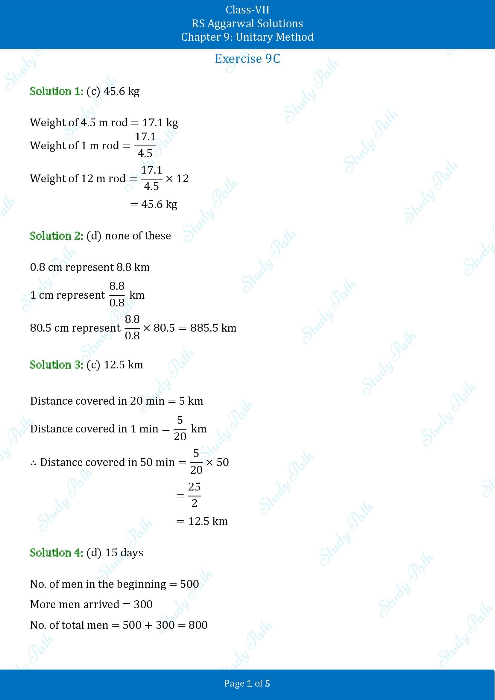 RS Aggarwal Solutions Class 7 Chapter 9 Unitary Method Exercise 9C MCQs 00001