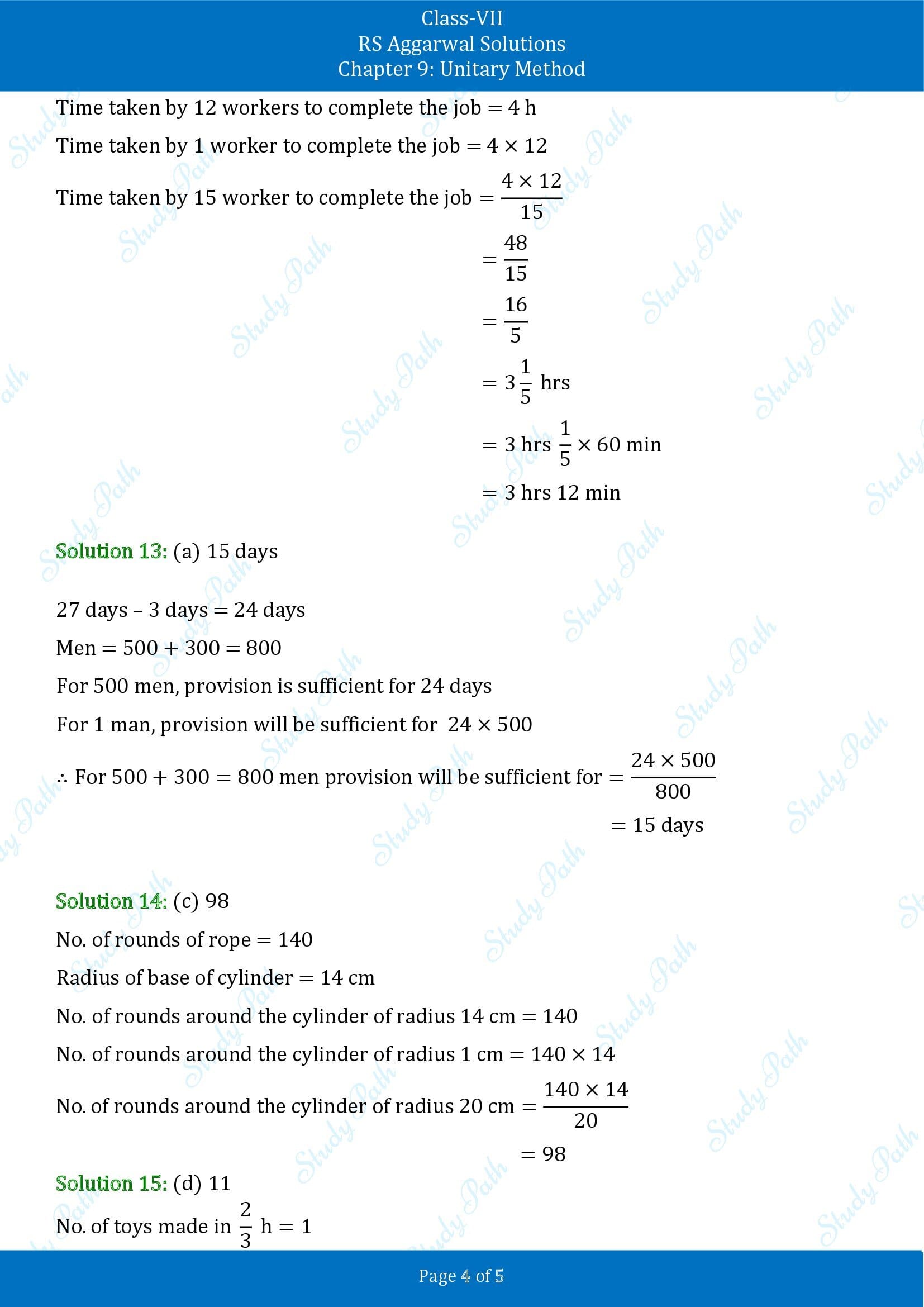 RS Aggarwal Solutions Class 7 Chapter 9 Unitary Method Exercise 9C MCQs 00004