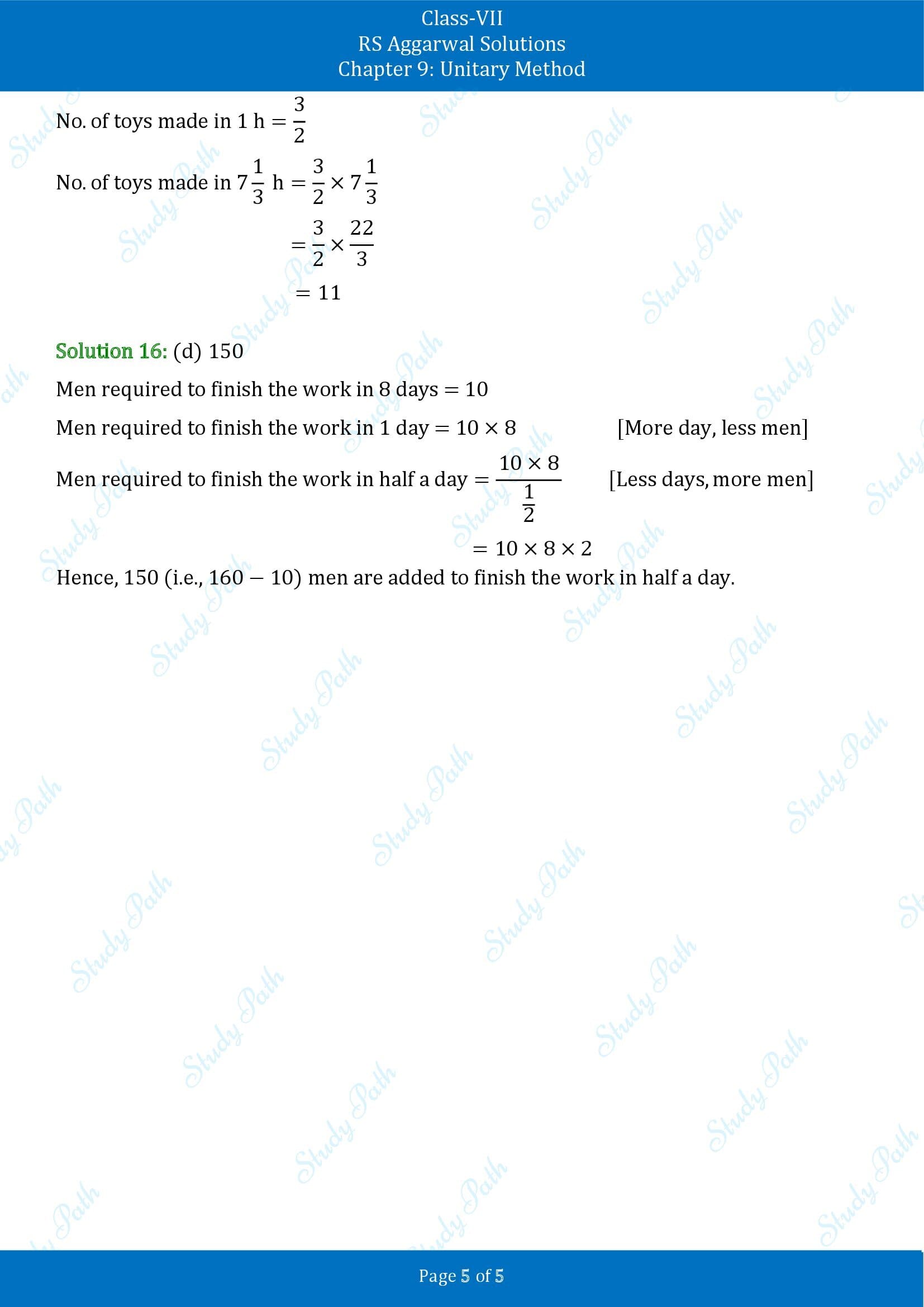 RS Aggarwal Solutions Class 7 Chapter 9 Unitary Method Exercise 9C MCQs 00005