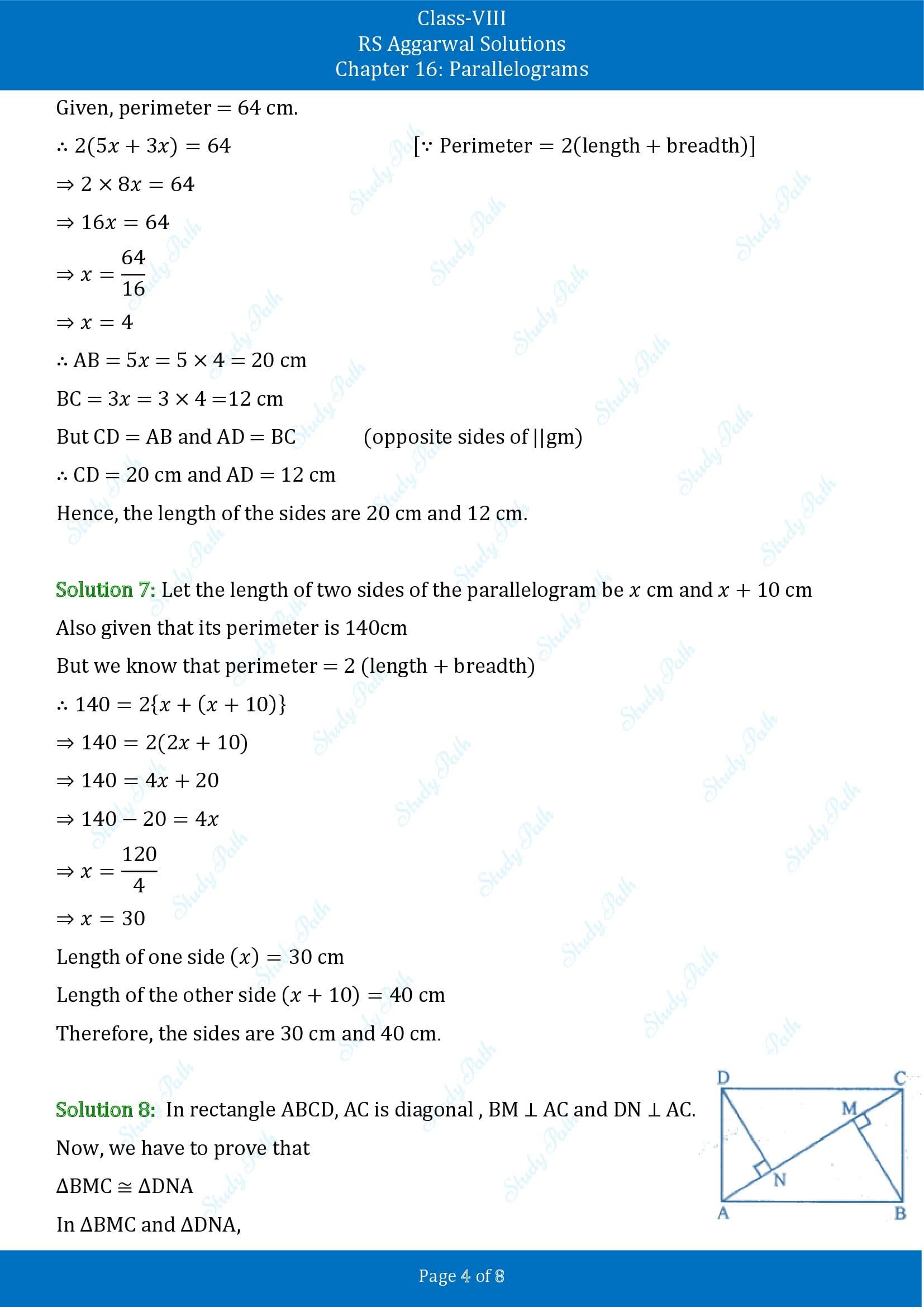RS Aggarwal Solutions Class 8 Chapter 16 Parallelograms Exercise 16A 00004