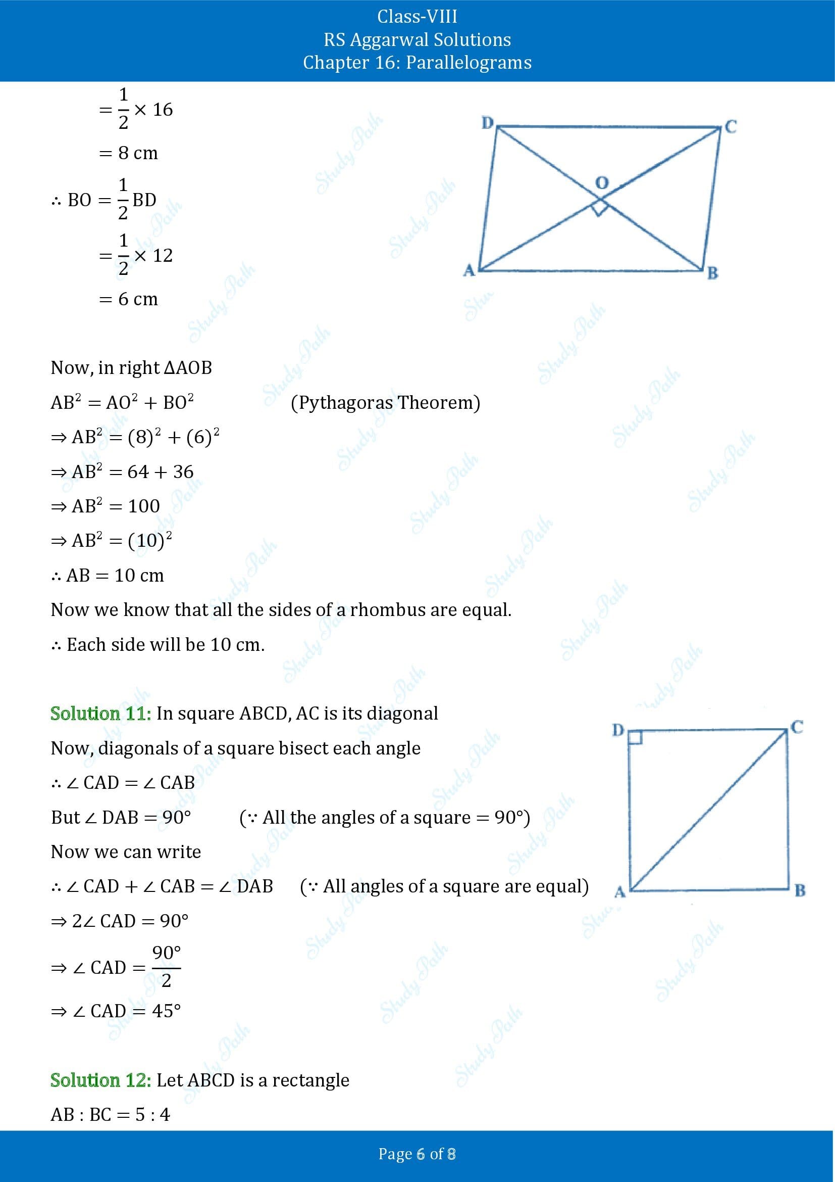 RS Aggarwal Solutions Class 8 Chapter 16 Parallelograms Exercise 16A 00006