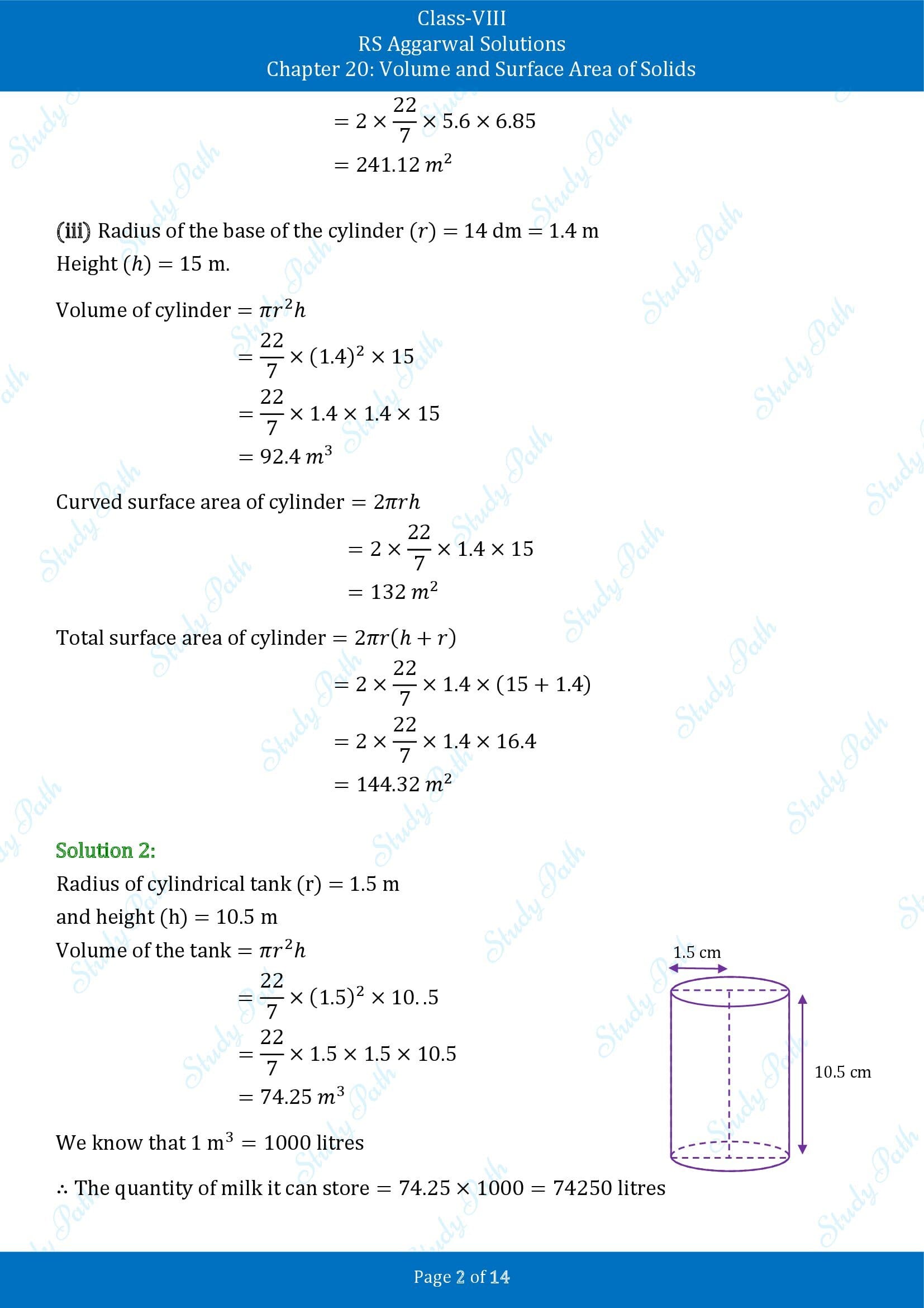 RS Aggarwal Solutions Class 8 Chapter 20 Volume and Surface Area of Solids Exercise 20B 00002