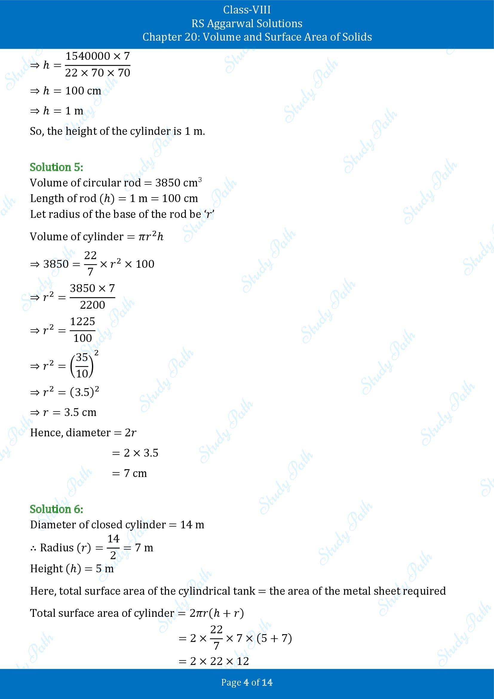 RS Aggarwal Solutions Class 8 Chapter 20 Volume and Surface Area of Solids Exercise 20B 00004