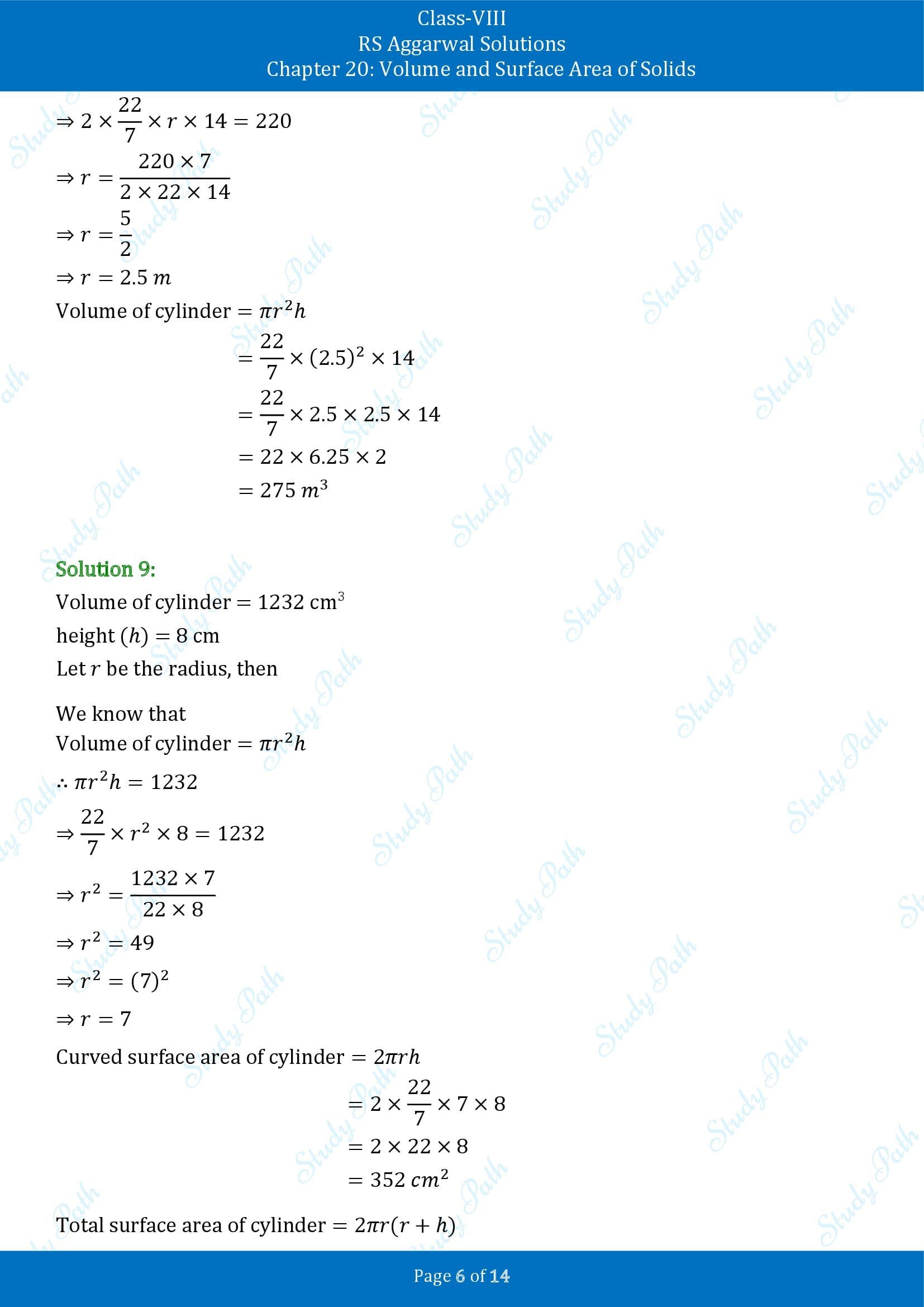 RS Aggarwal Solutions Class 8 Chapter 20 Volume and Surface Area of Solids Exercise 20B 00006