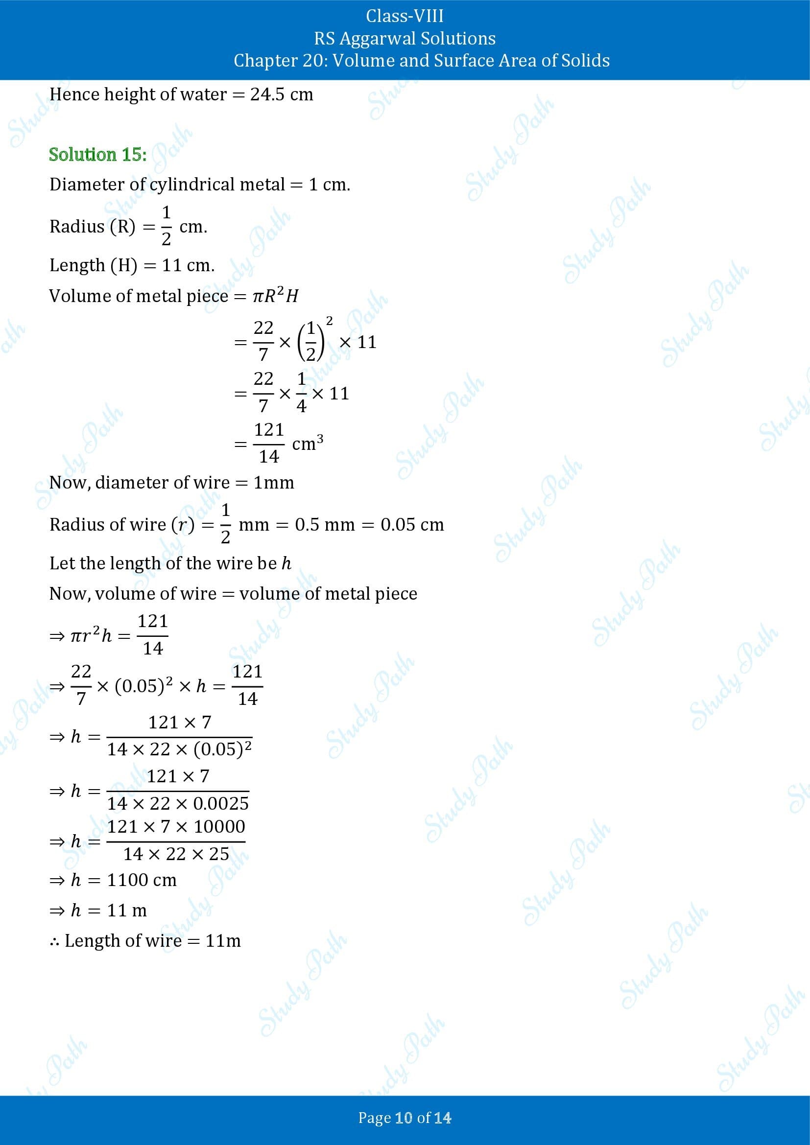 RS Aggarwal Solutions Class 8 Chapter 20 Volume and Surface Area of Solids Exercise 20B 00010