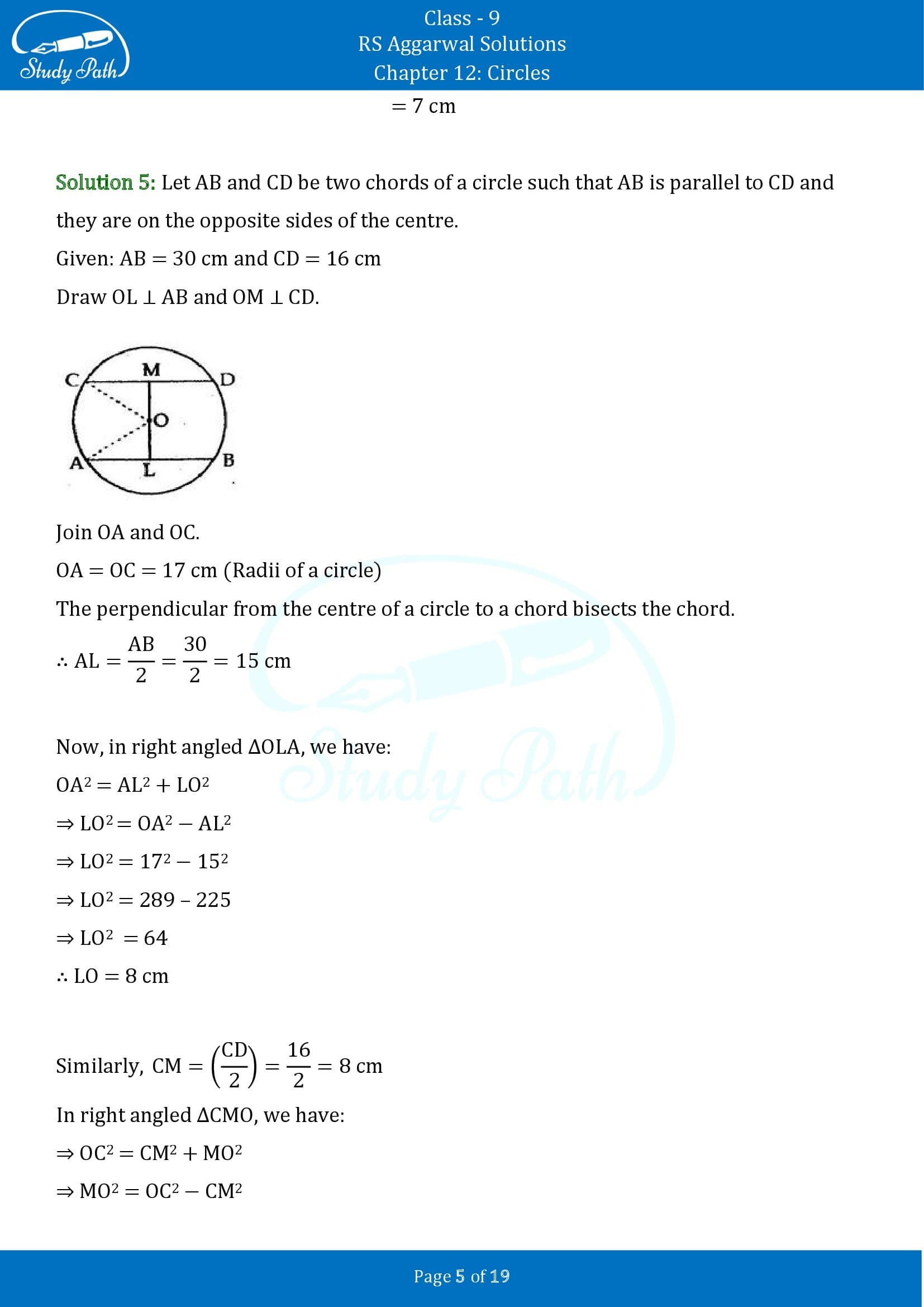RS Aggarwal Solutions Class 9 Chapter 12 Circles Exercise 12A 00005
