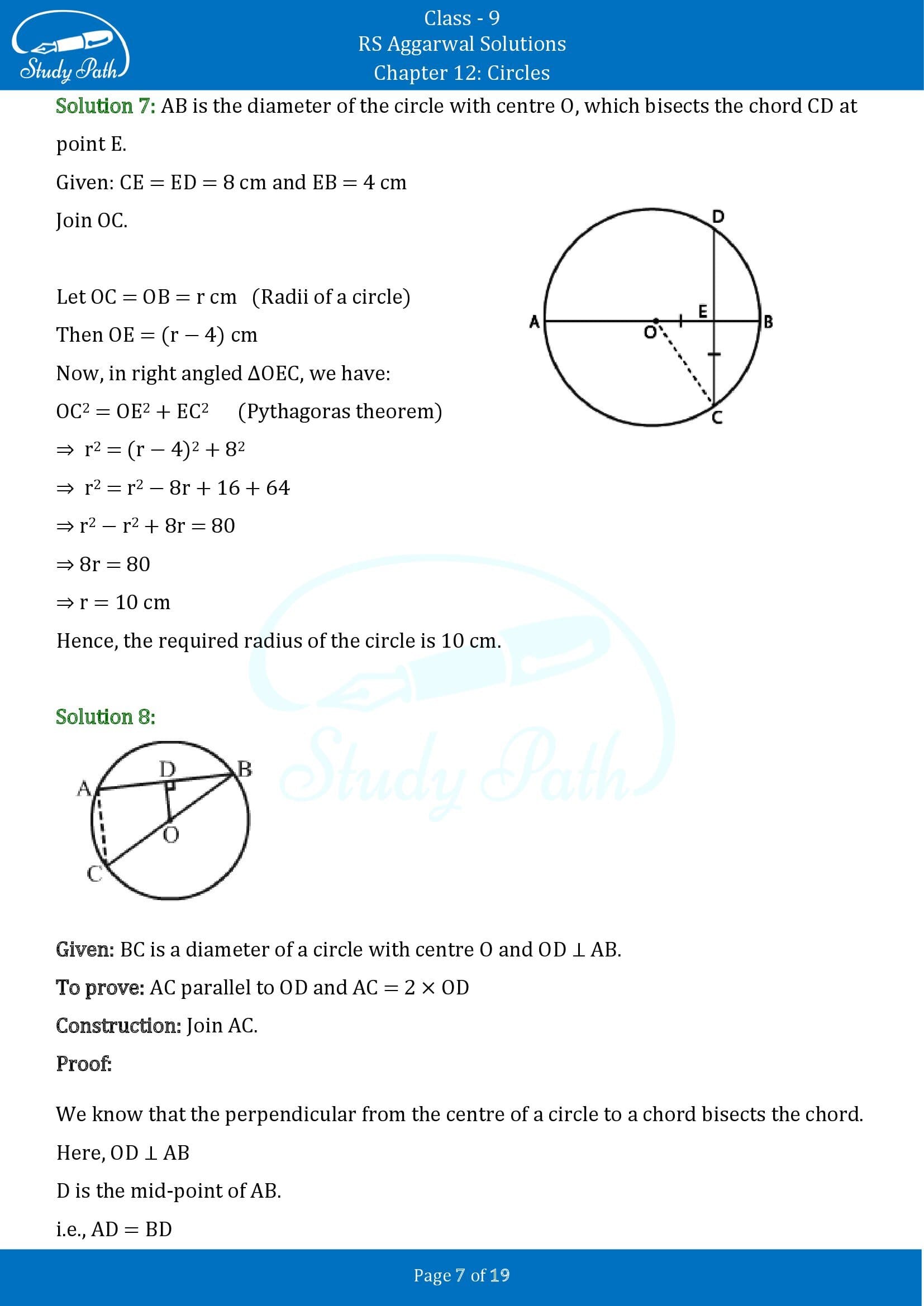 RS Aggarwal Solutions Class 9 Chapter 12 Circles Exercise 12A 00007