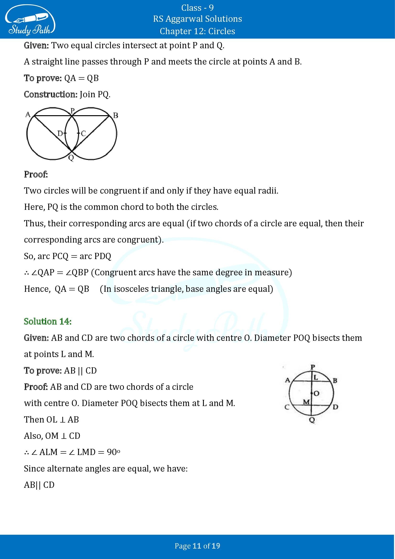 RS Aggarwal Solutions Class 9 Chapter 12 Circles Exercise 12A 00011