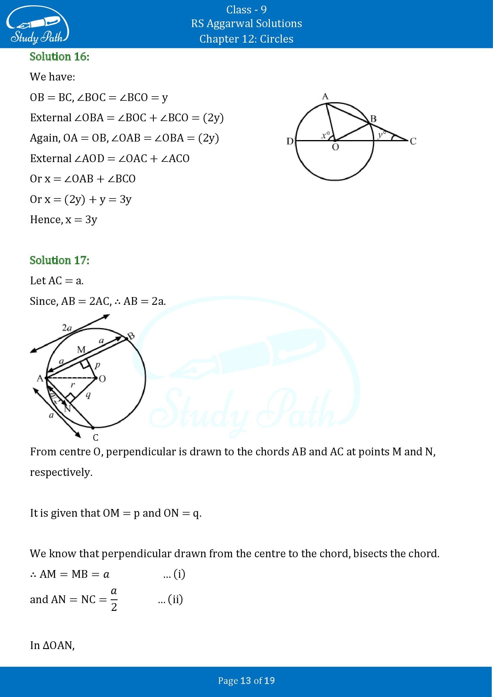 RS Aggarwal Solutions Class 9 Chapter 12 Circles Exercise 12A 00013