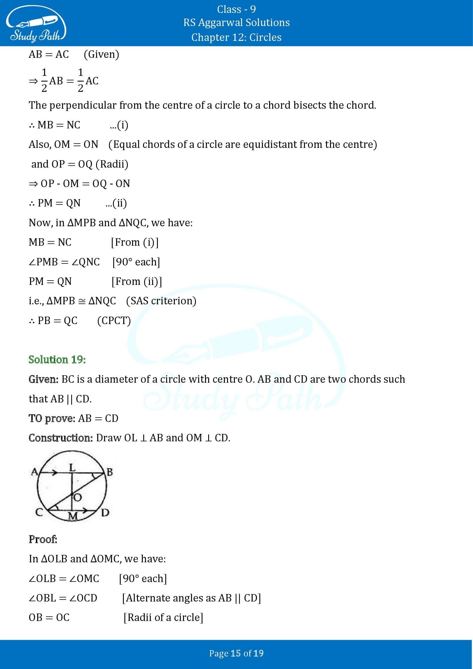 RS Aggarwal Solutions Class 9 Chapter 12 Circles Exercise 12A 00015