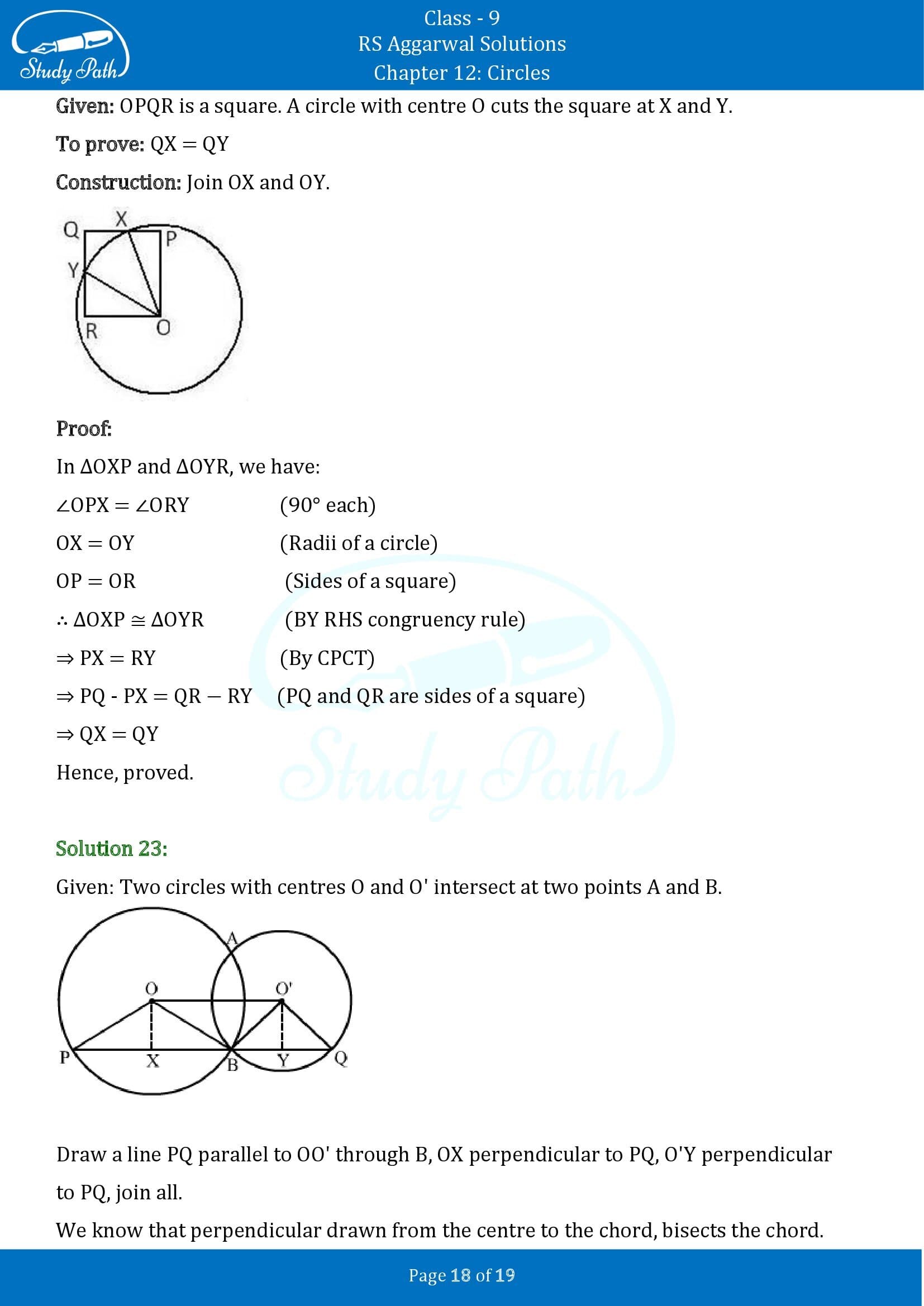 RS Aggarwal Solutions Class 9 Chapter 12 Circles Exercise 12A 00018