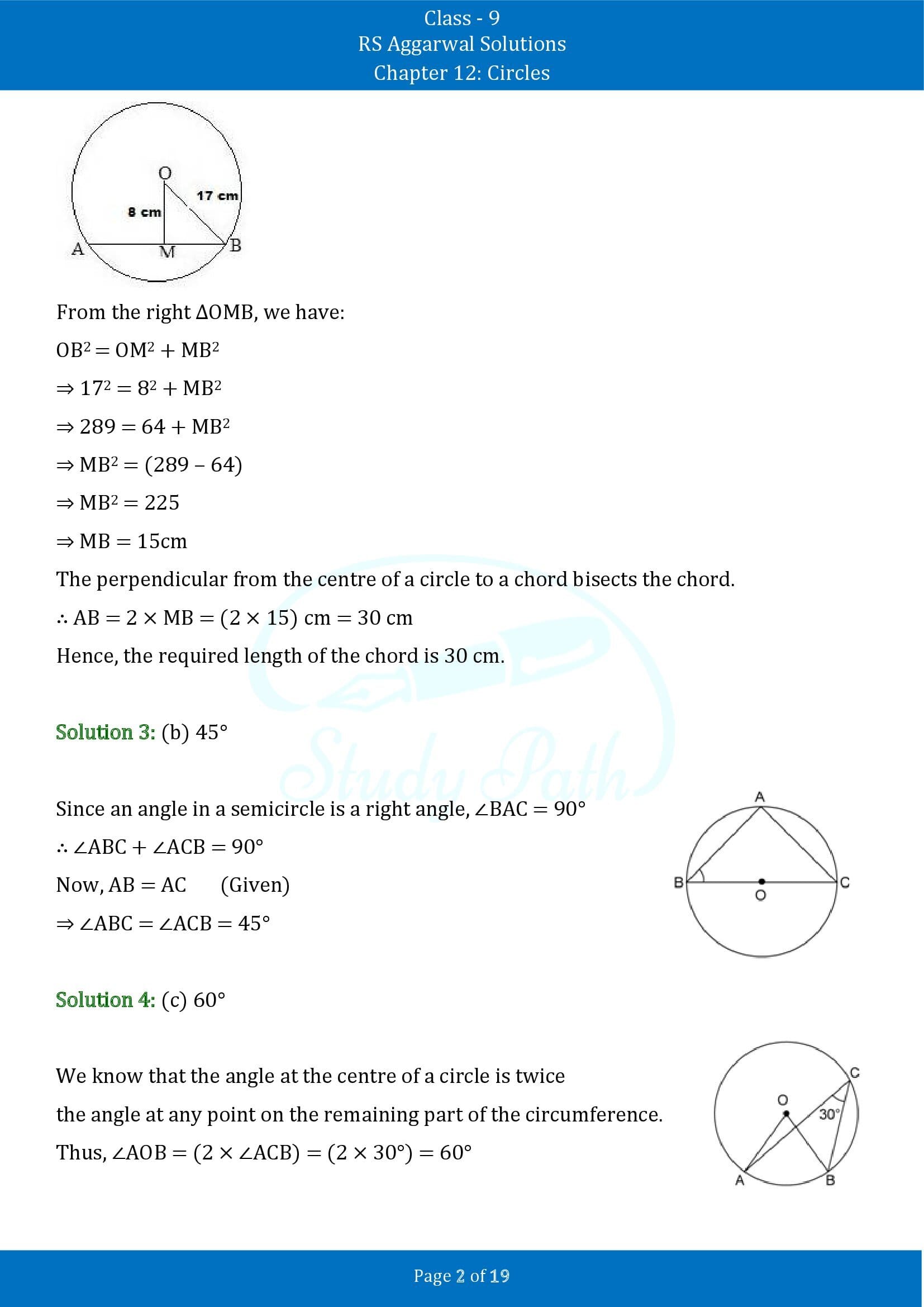 RS Aggarwal Solutions Class 9 Chapter 12 Circles Multiple Choice Questions MCQs 00002
