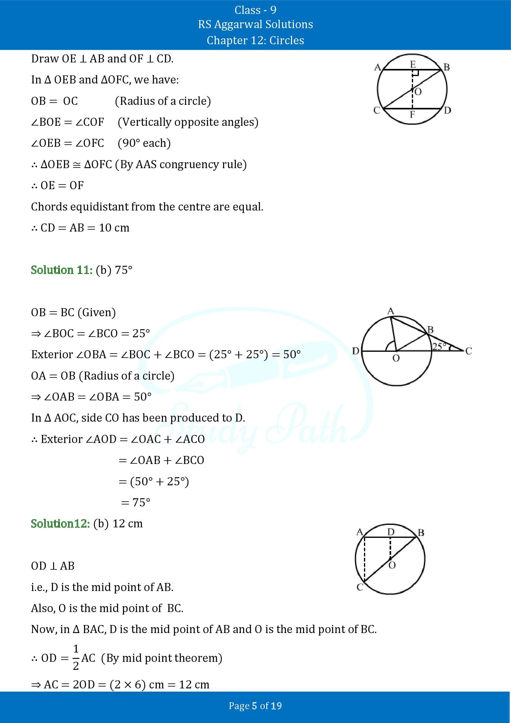 RS Aggarwal Solutions Class 9 Chapter 12 Circles Multiple Choice Questions MCQs 00005