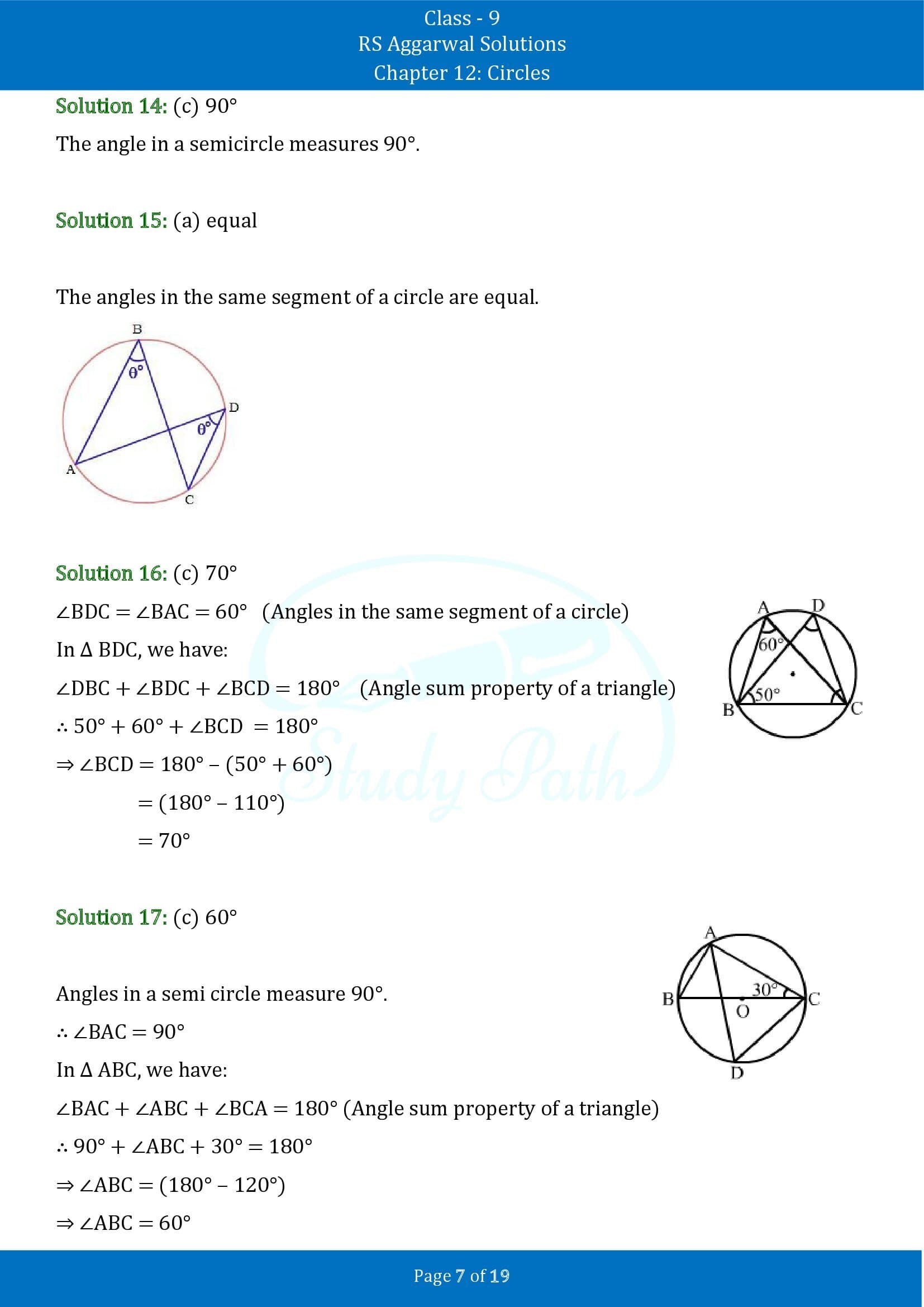 RS Aggarwal Solutions Class 9 Chapter 12 Circles Multiple Choice Questions MCQs 00007