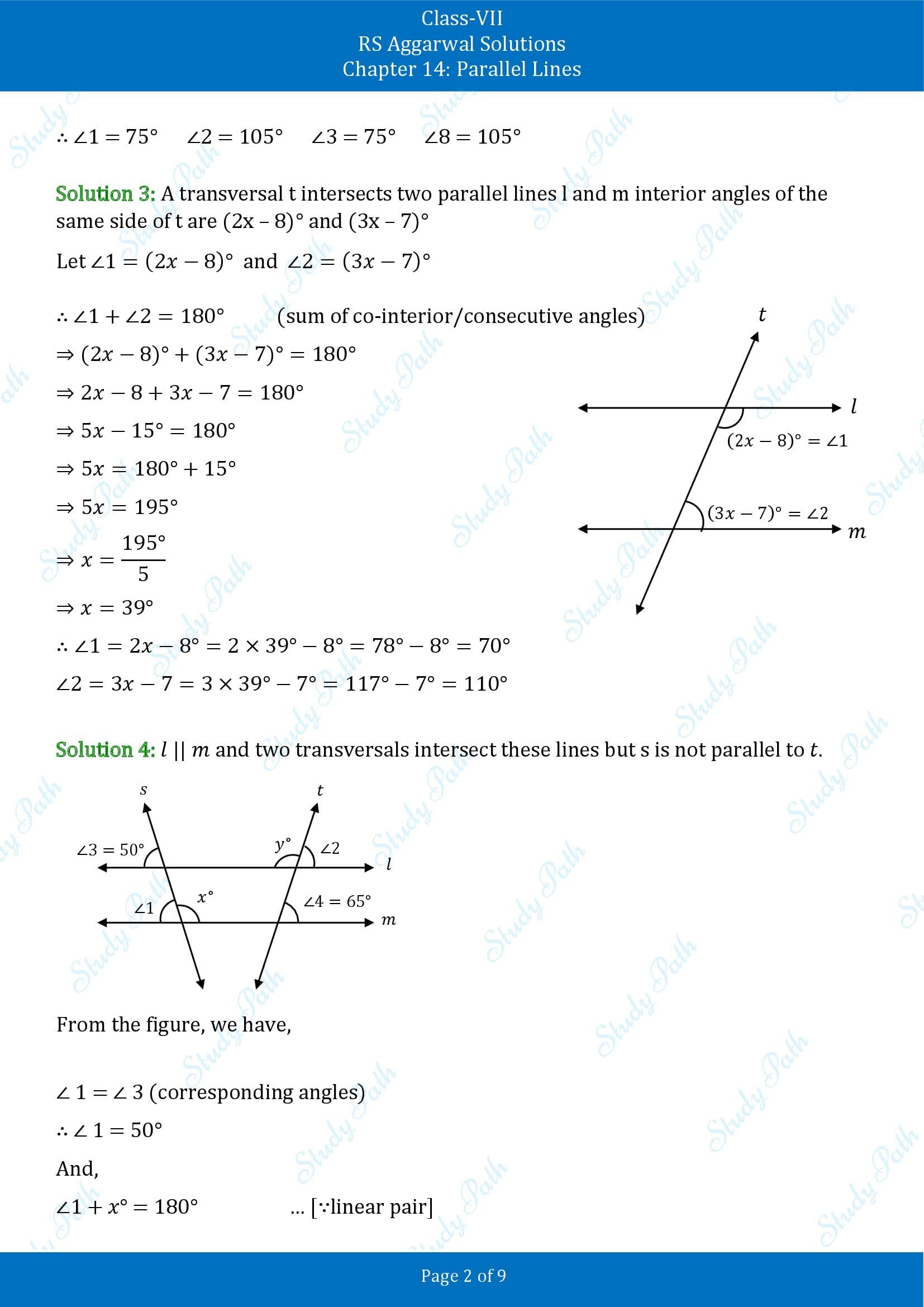 RS Aggarwal Solutions Class 7 Chapter 14 Parallel Lines 00002