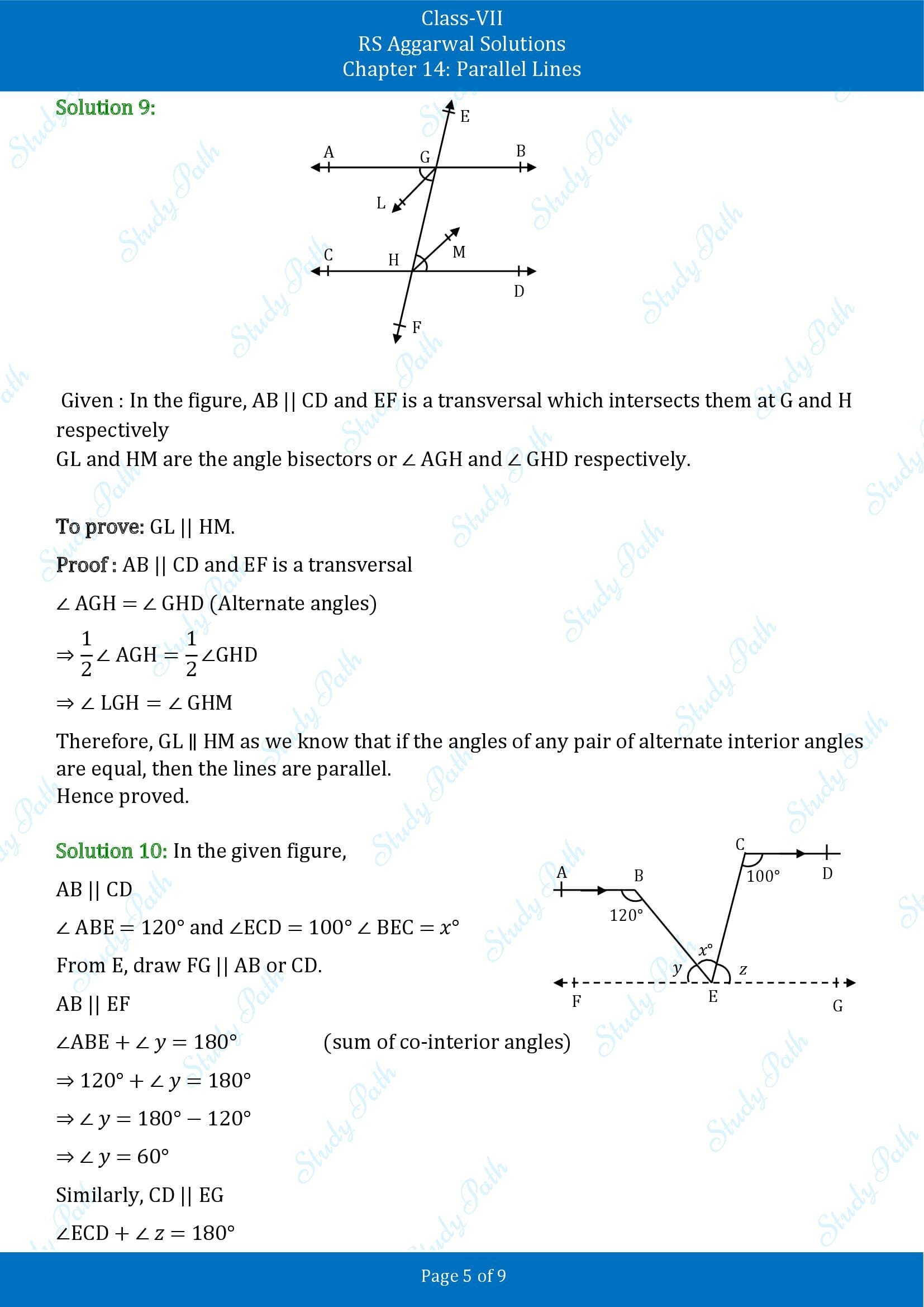 RS Aggarwal Solutions Class 7 Chapter 14 Parallel Lines 00005