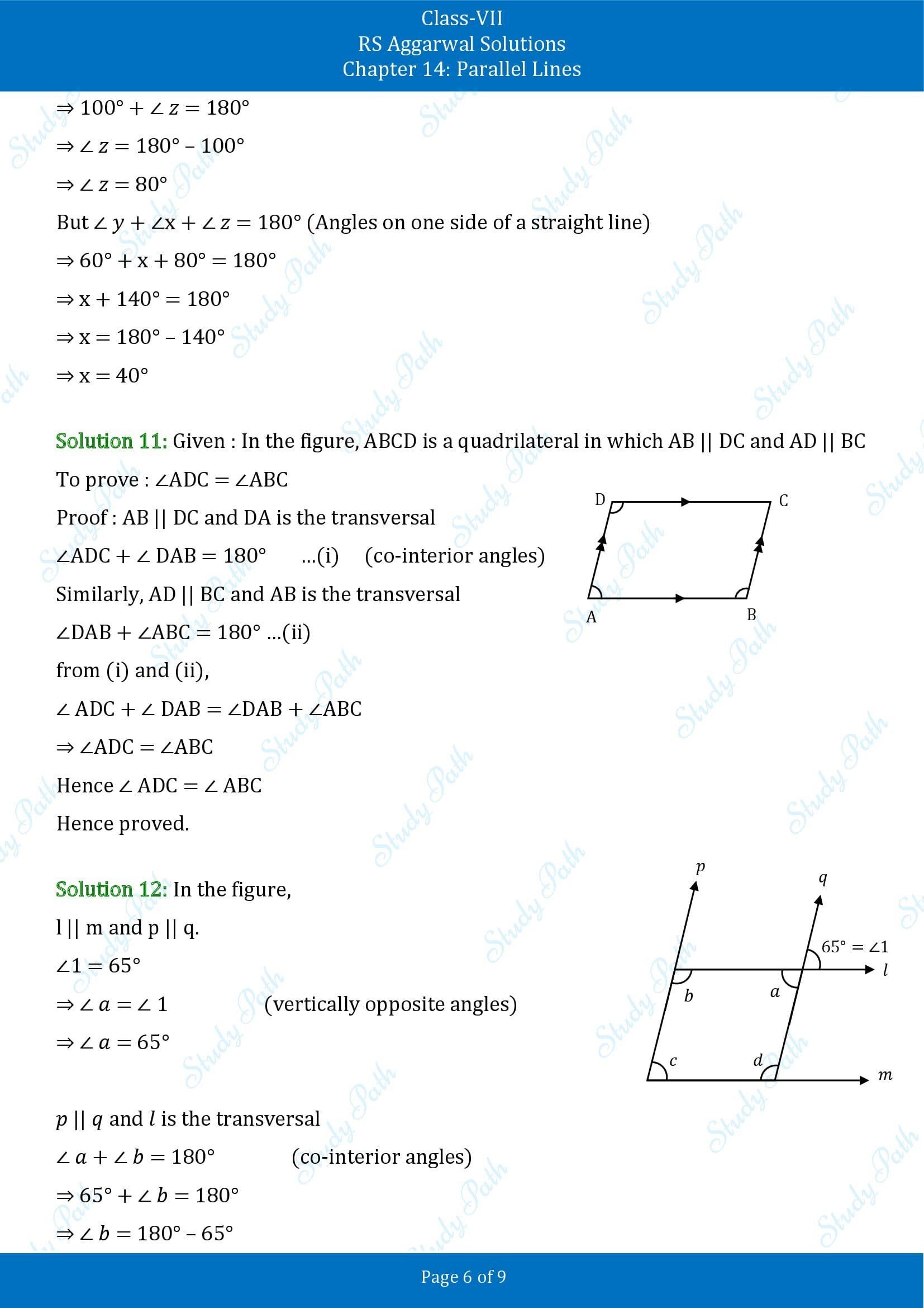 RS Aggarwal Solutions Class 7 Chapter 14 Parallel Lines 00006