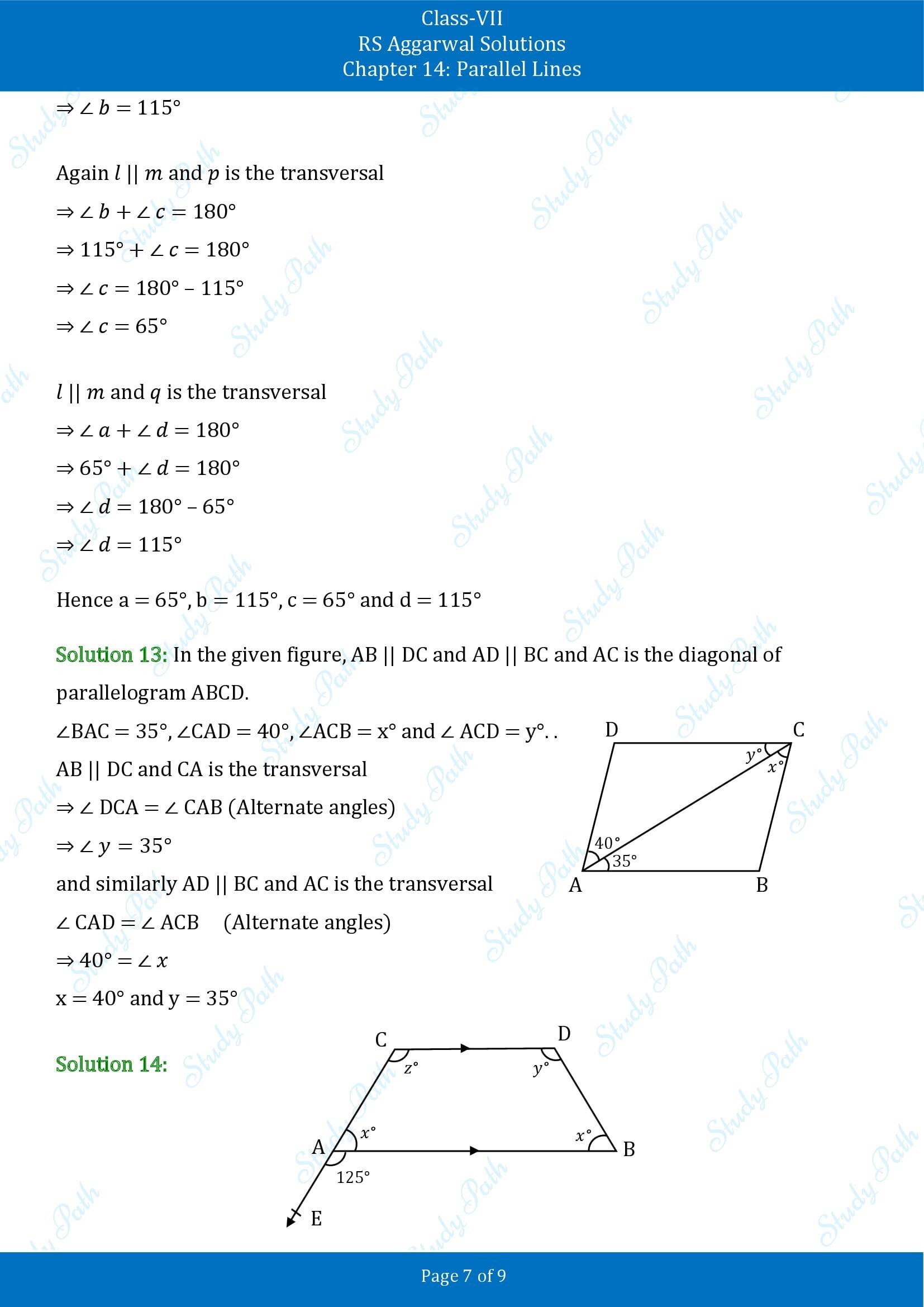 RS Aggarwal Solutions Class 7 Chapter 14 Parallel Lines 00007