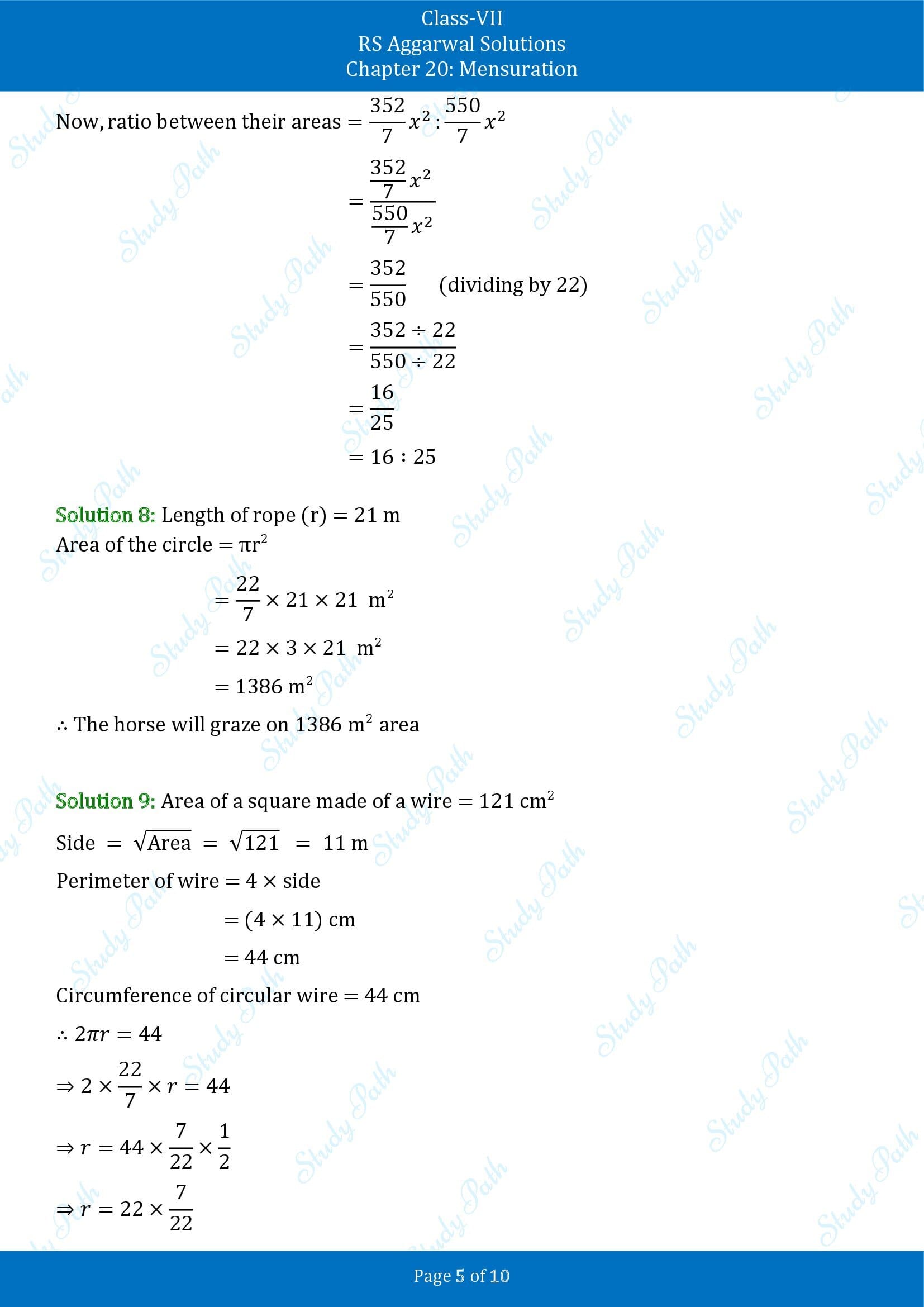 RS Aggarwal Solutions Class 7 Chapter 20 Mensuration Exercise 20F 00005
