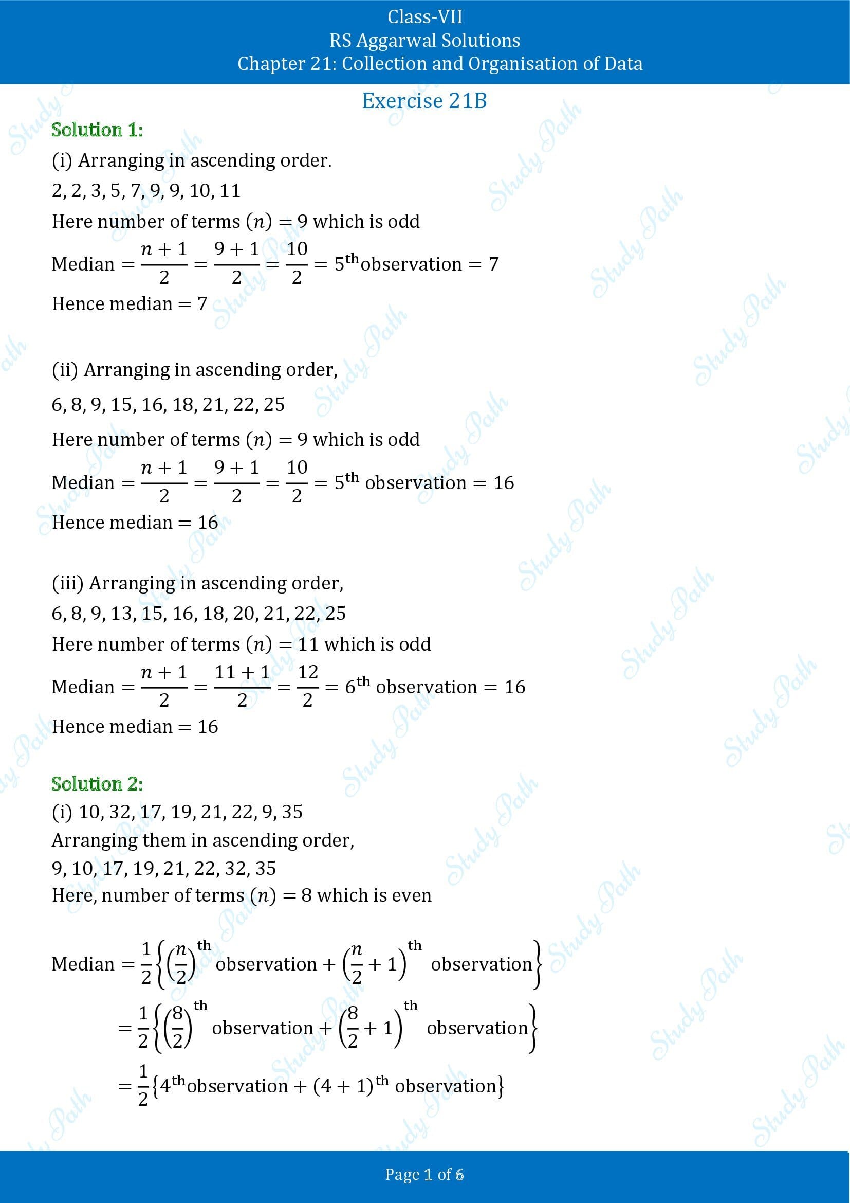 RS Aggarwal Solutions Class 7 Chapter 21 Collection and Organisation of Data Exercise 21B 00001