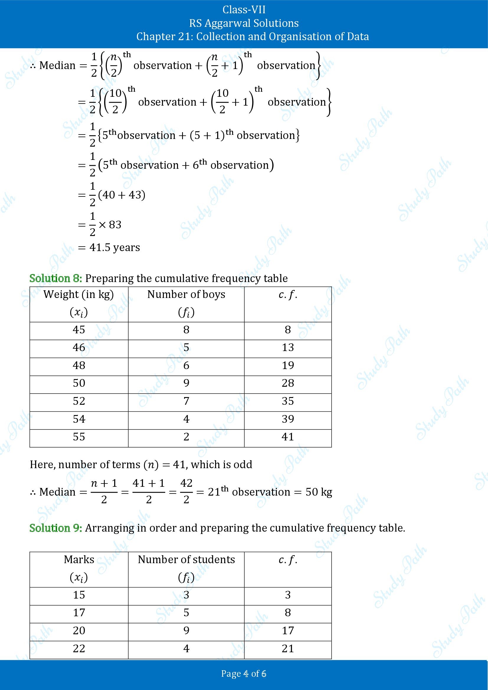 RS Aggarwal Solutions Class 7 Chapter 21 Collection and Organisation of Data Exercise 21B 00004