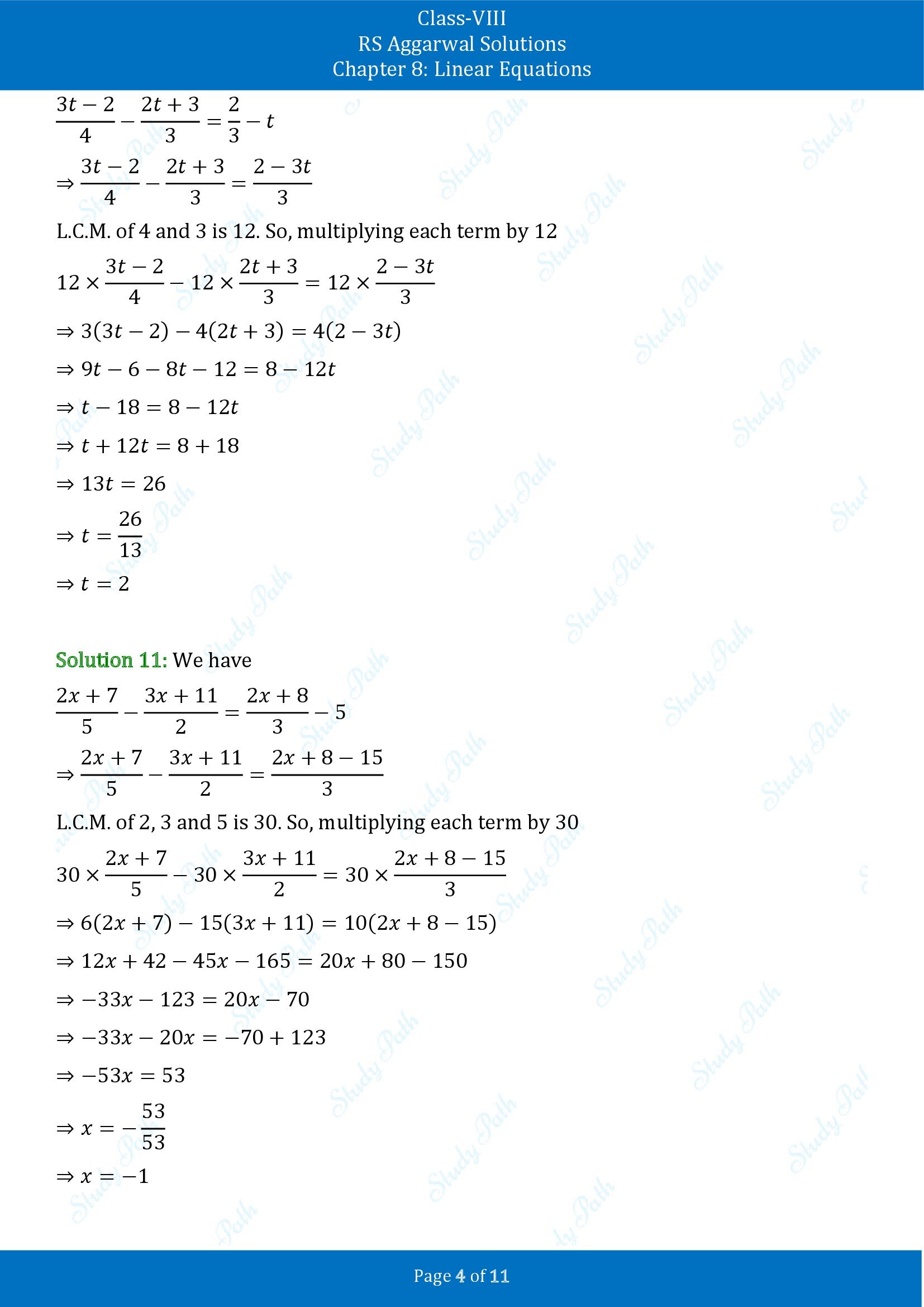 RS Aggarwal Solutions Class 8 Chapter 8 Linear Equations Exercise 8A 00004