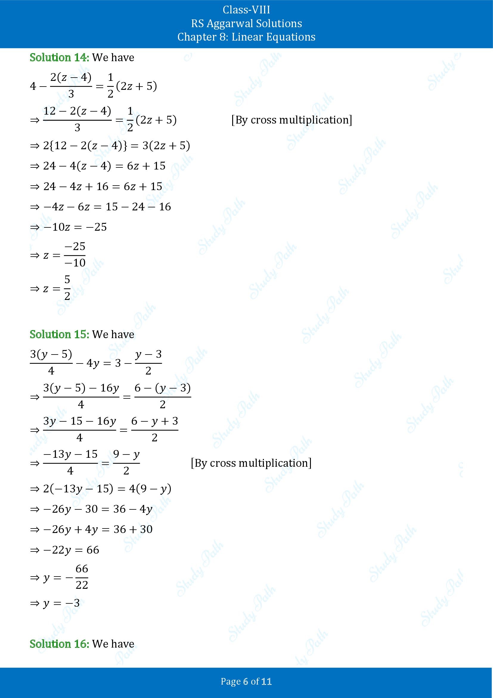 RS Aggarwal Solutions Class 8 Chapter 8 Linear Equations Exercise 8A 00006
