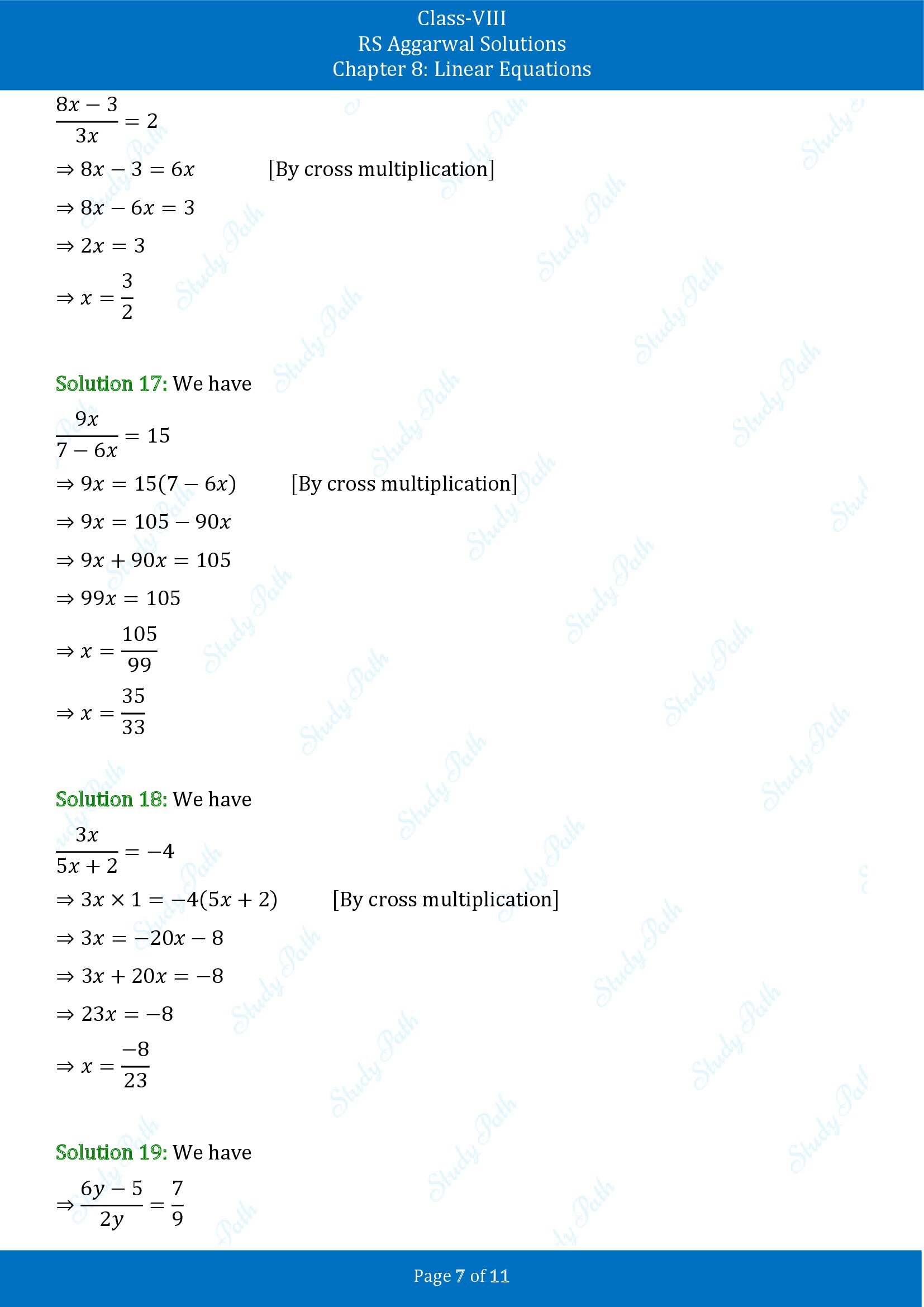 RS Aggarwal Solutions Class 8 Chapter 8 Linear Equations Exercise 8A 00007