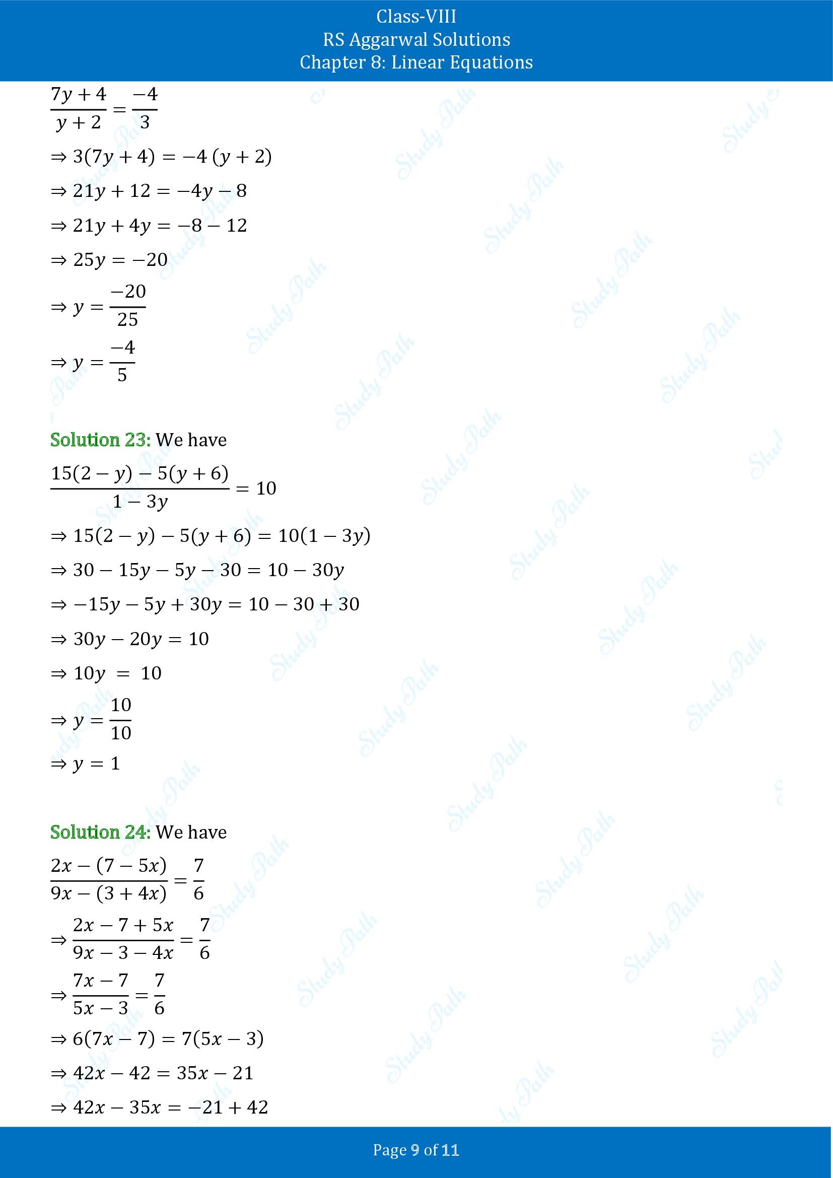 RS Aggarwal Solutions Class 8 Chapter 8 Linear Equations Exercise 8A 00009