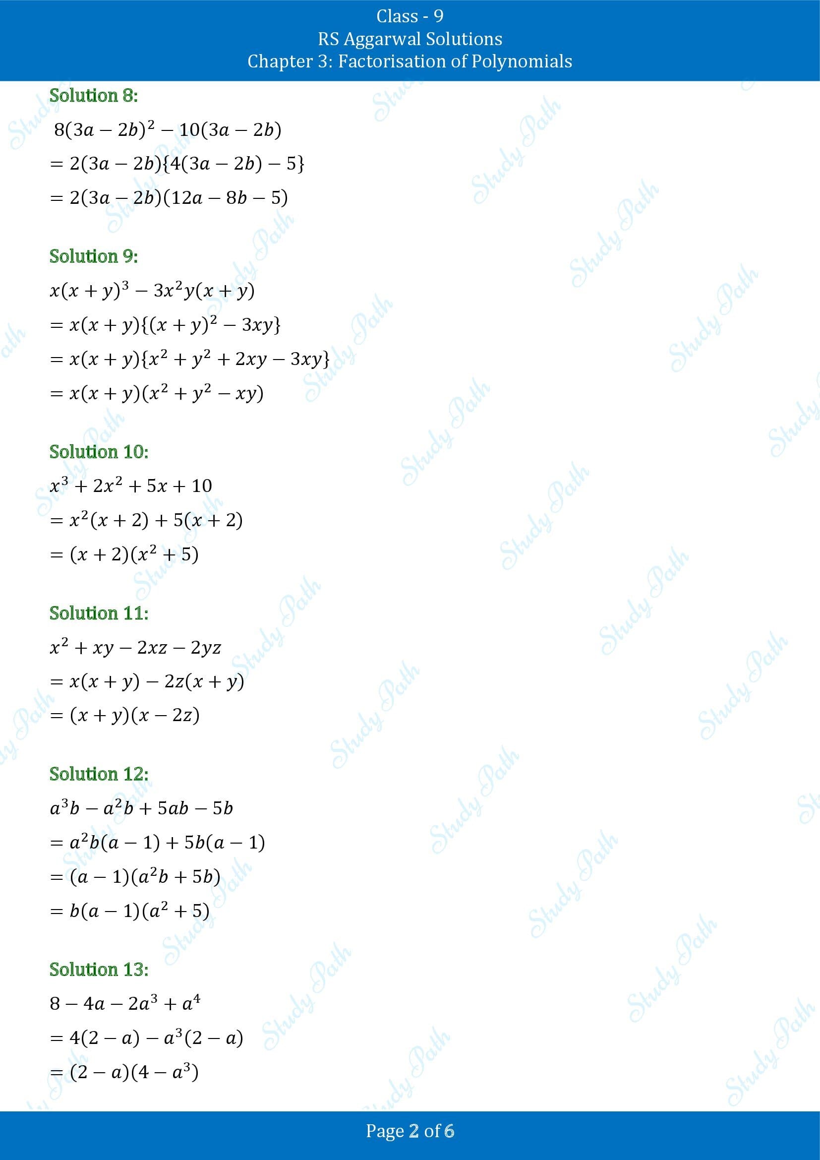 RS Aggarwal Solutions Class 9 Chapter 3 Factorisation of Polynomials Exercise 3A 00002
