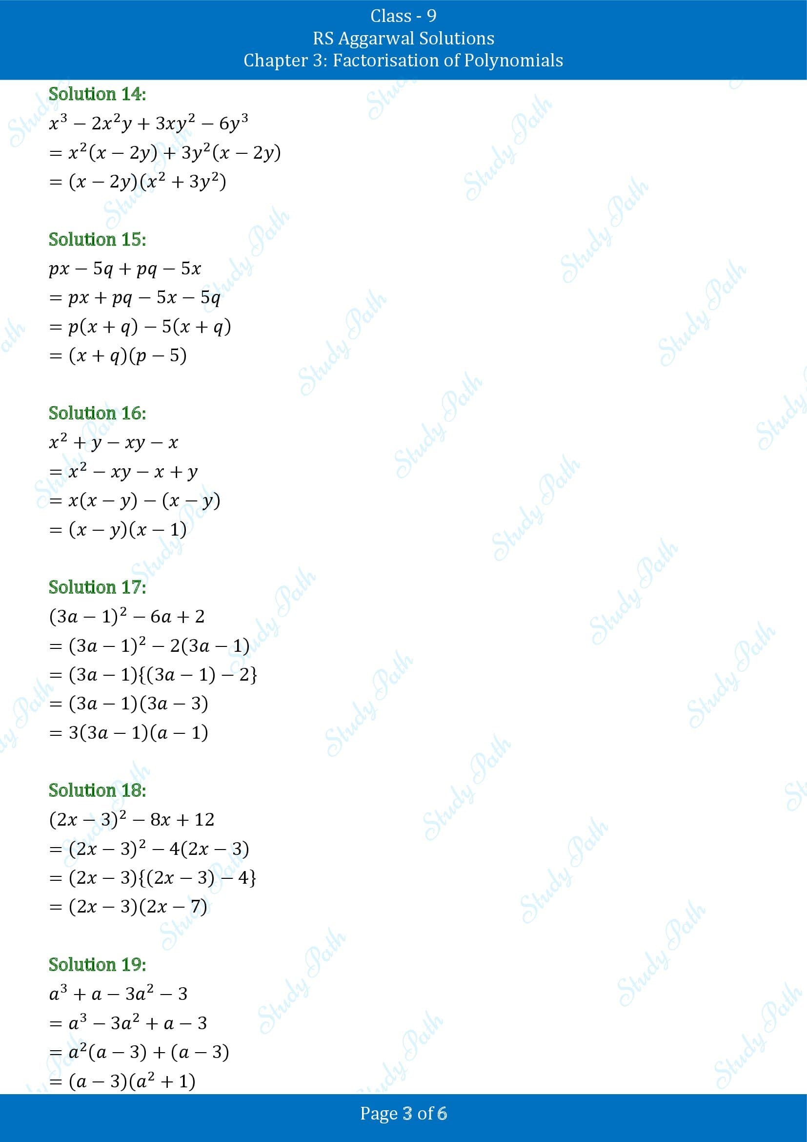 RS Aggarwal Solutions Class 9 Chapter 3 Factorisation of Polynomials Exercise 3A 00003