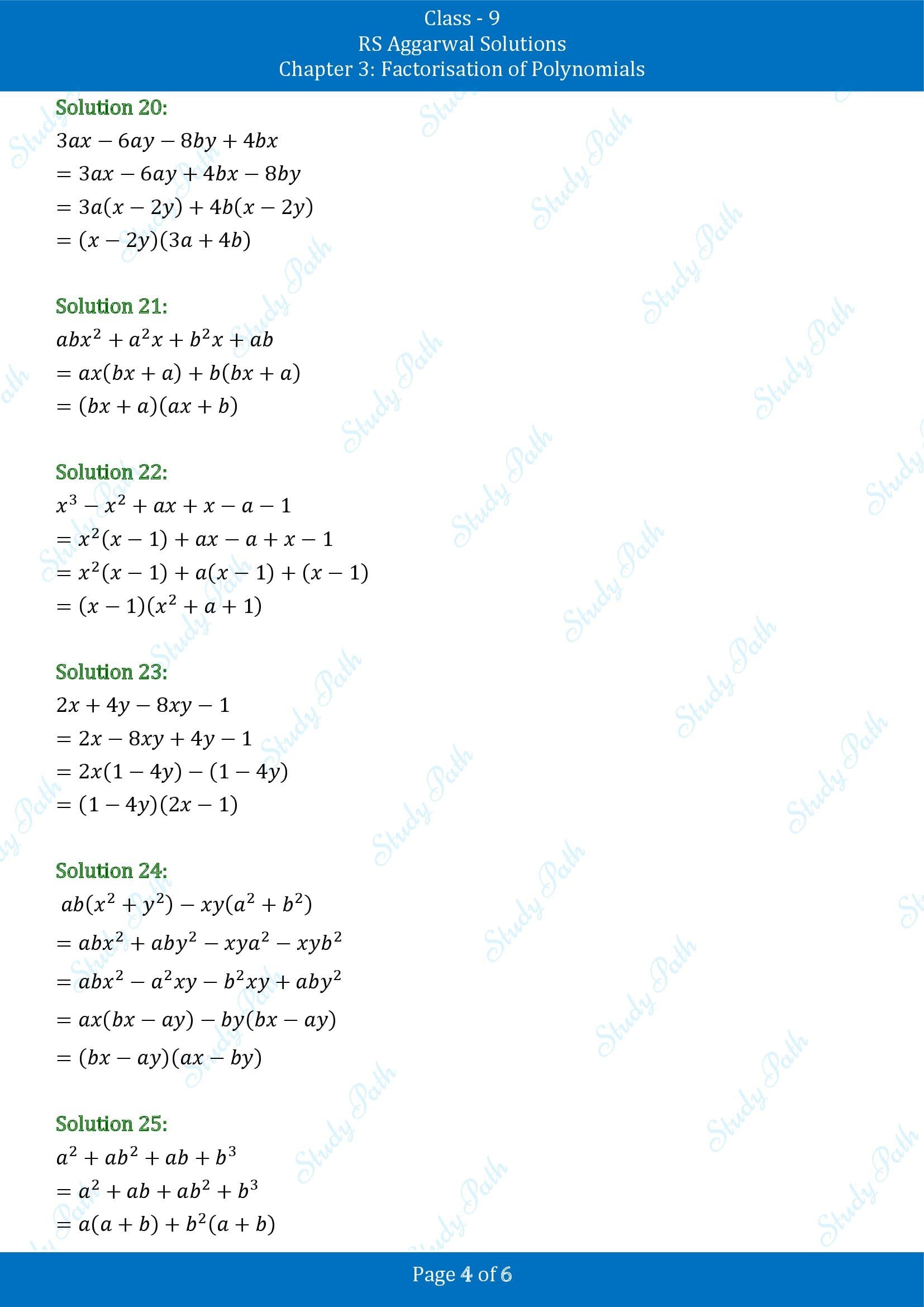 RS Aggarwal Solutions Class 9 Chapter 3 Factorisation of Polynomials Exercise 3A 00004