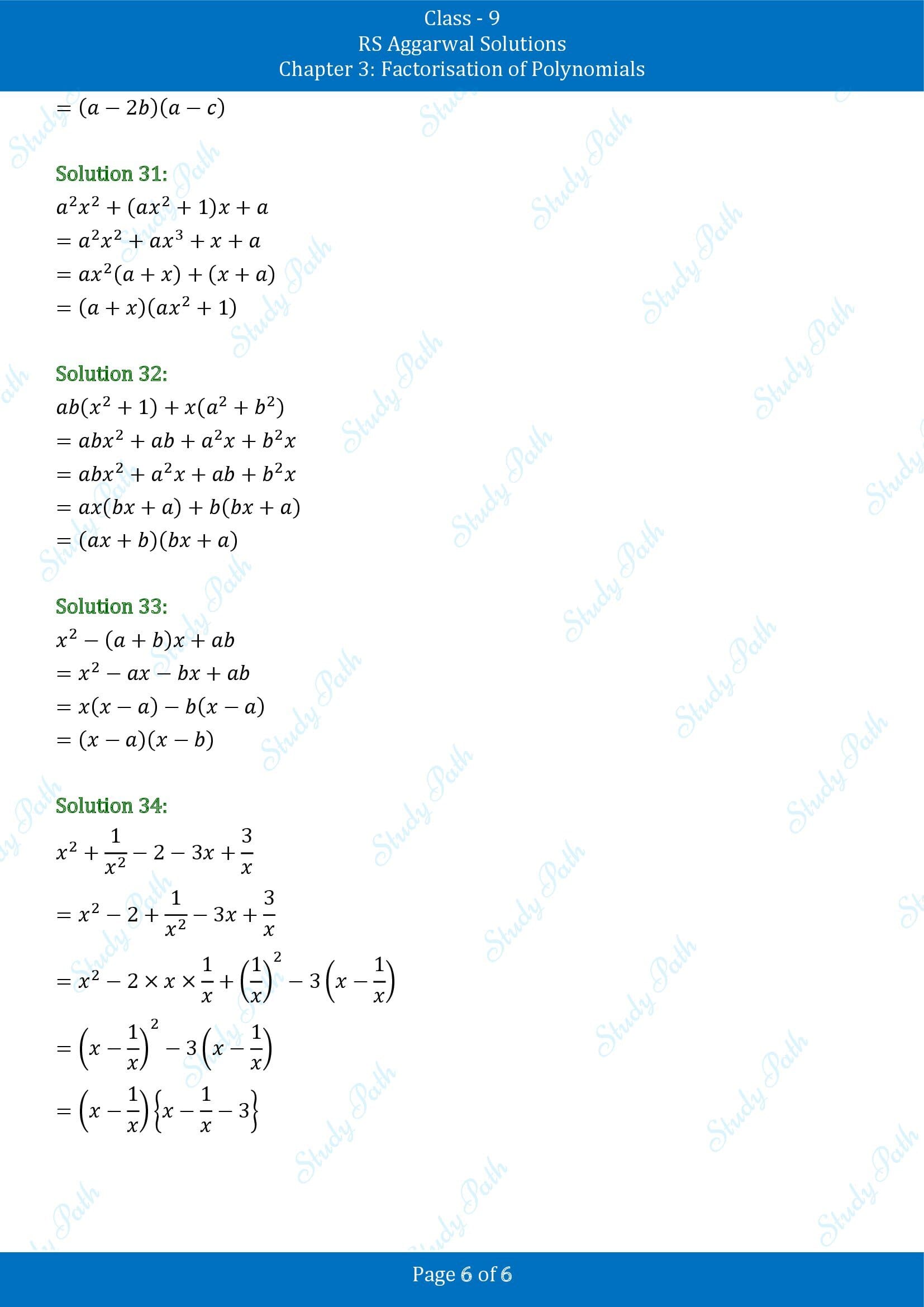 RS Aggarwal Solutions Class 9 Chapter 3 Factorisation of Polynomials Exercise 3A 00006