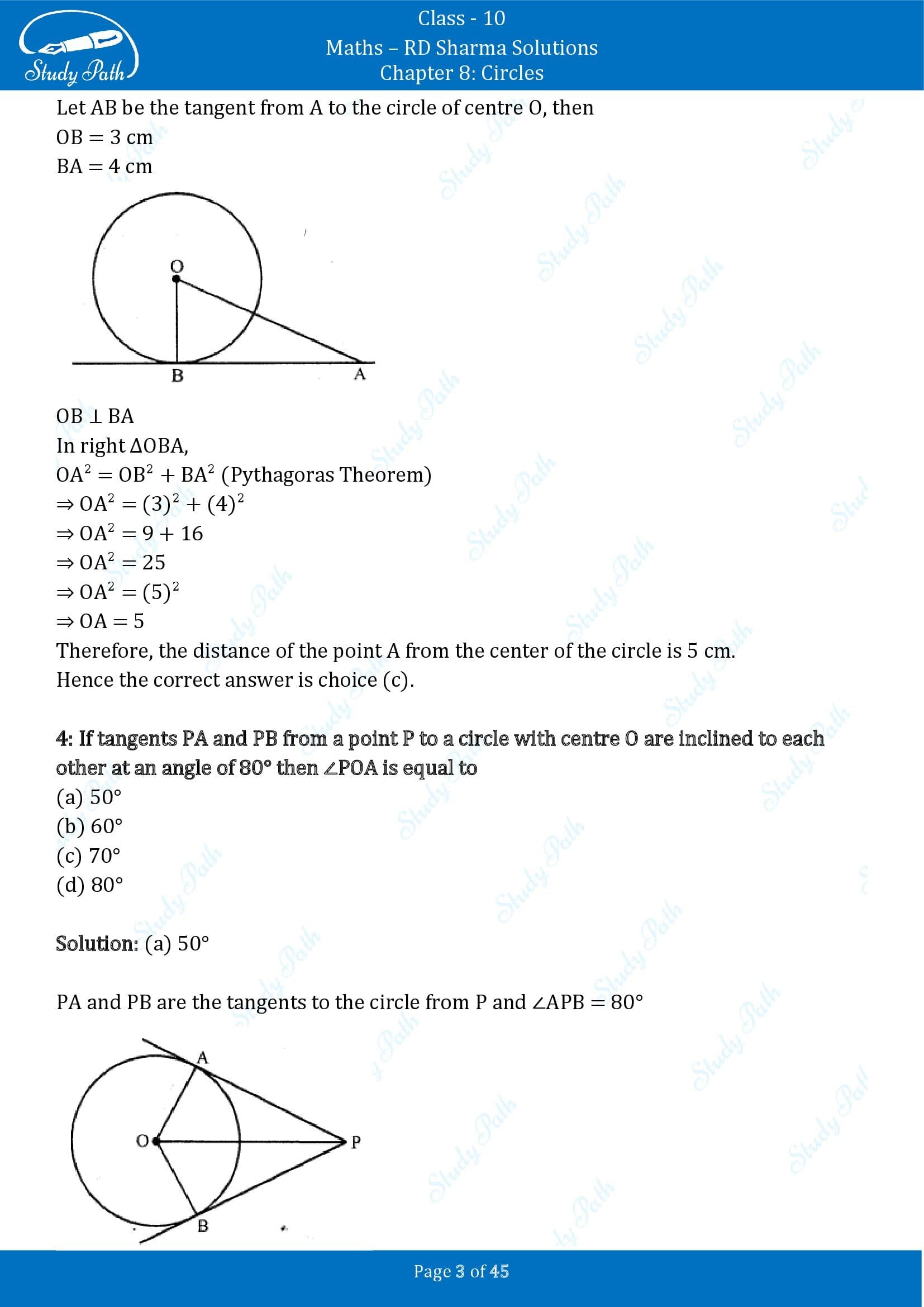 RD Sharma Solutions Class 10 Chapter 8 Circles Multiple Choice Questions MCQs 00003