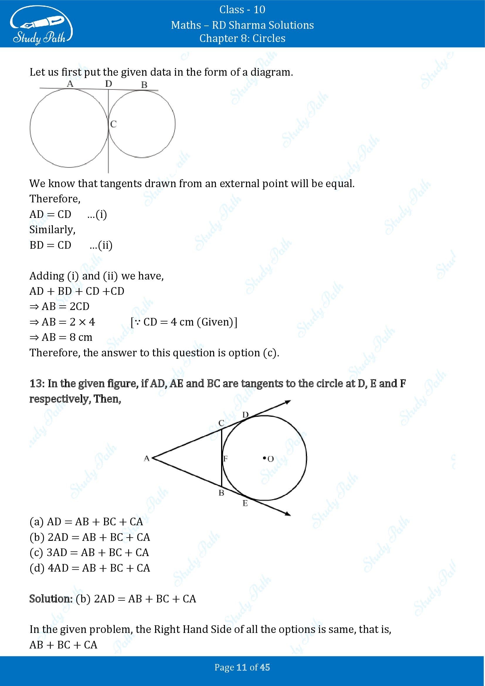 RD Sharma Solutions Class 10 Chapter 8 Circles Multiple Choice Questions MCQs 00011