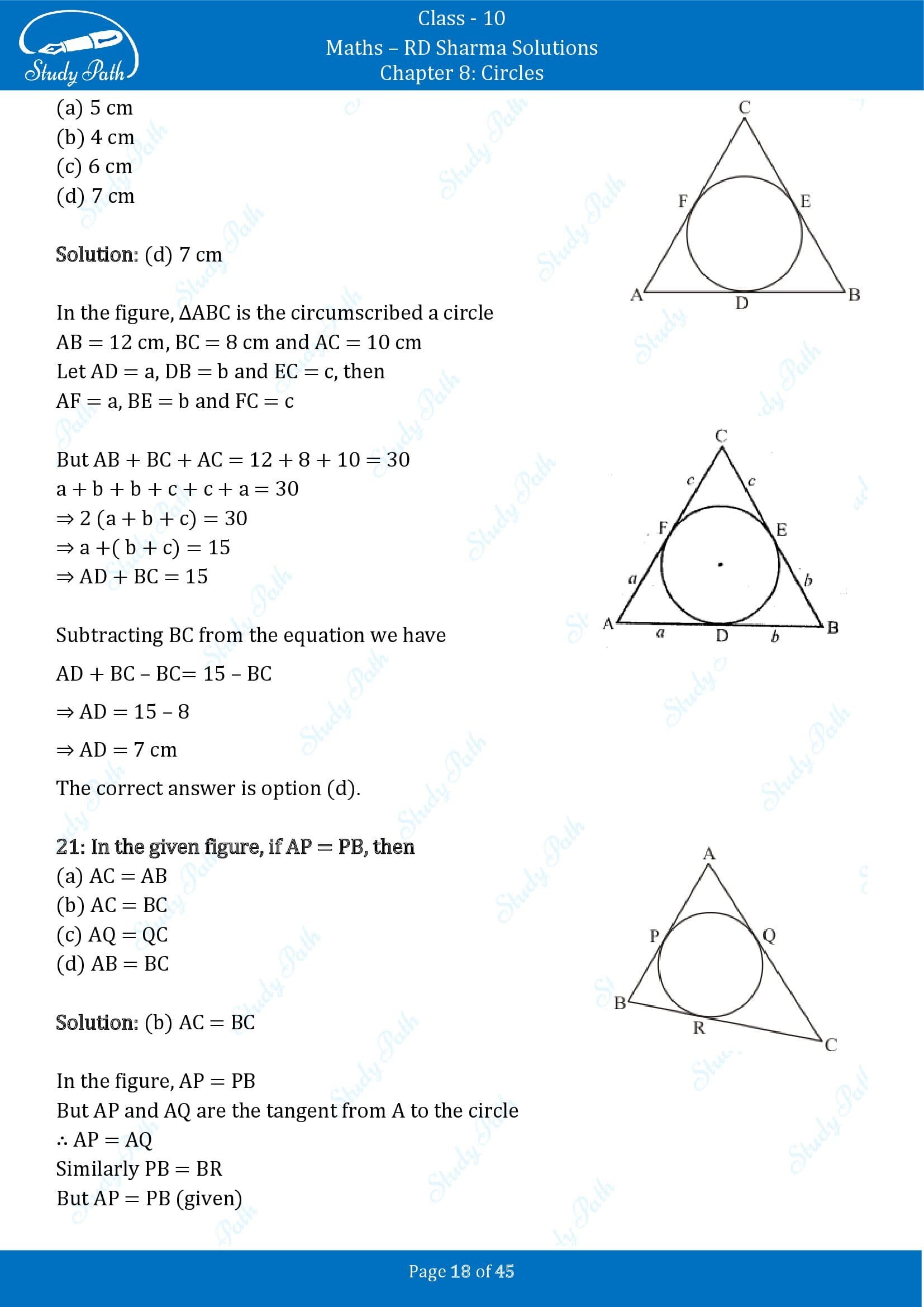 RD Sharma Solutions Class 10 Chapter 8 Circles Multiple Choice Questions MCQs 00018