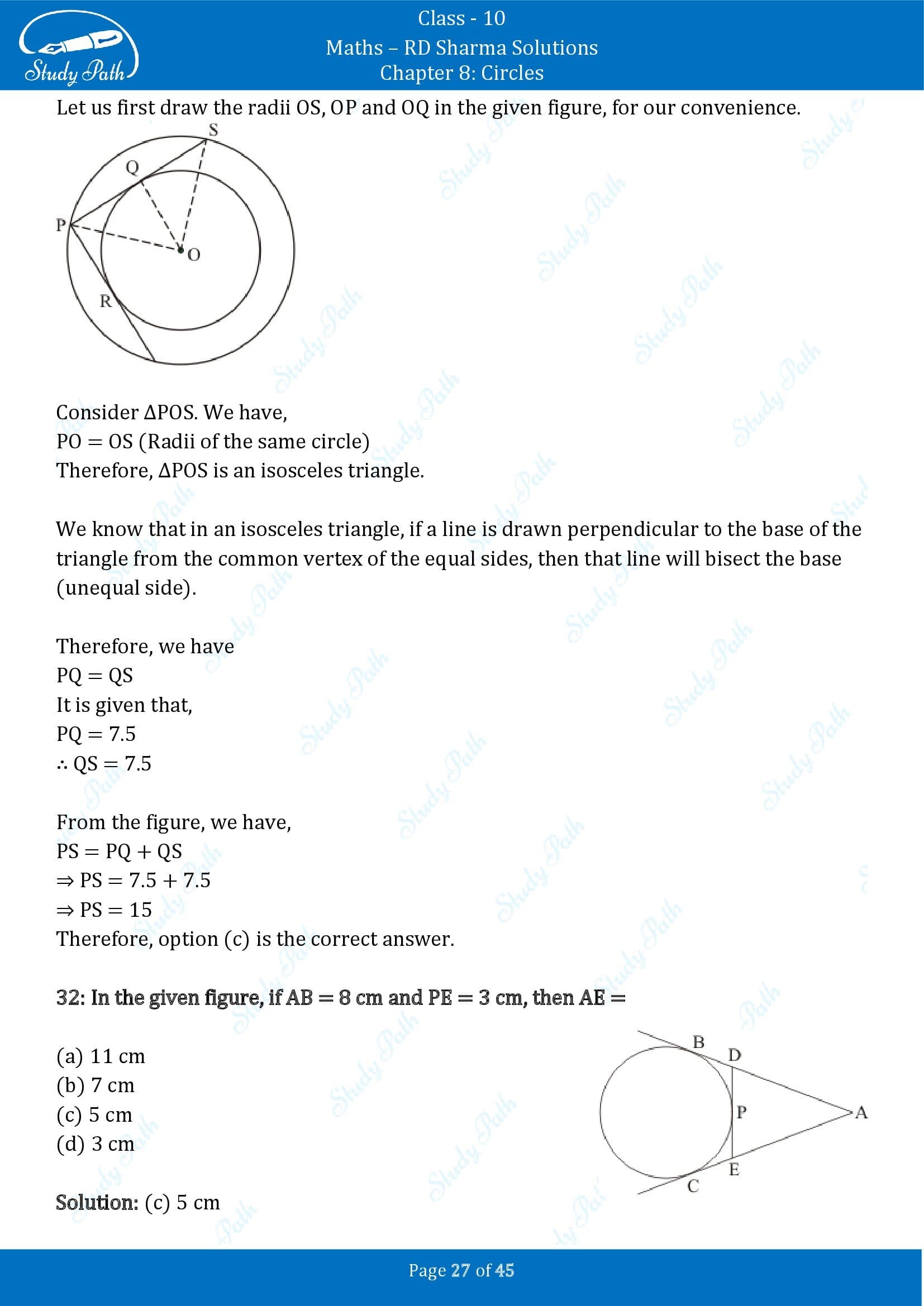 RD Sharma Solutions Class 10 Chapter 8 Circles Multiple Choice Questions MCQs 00027