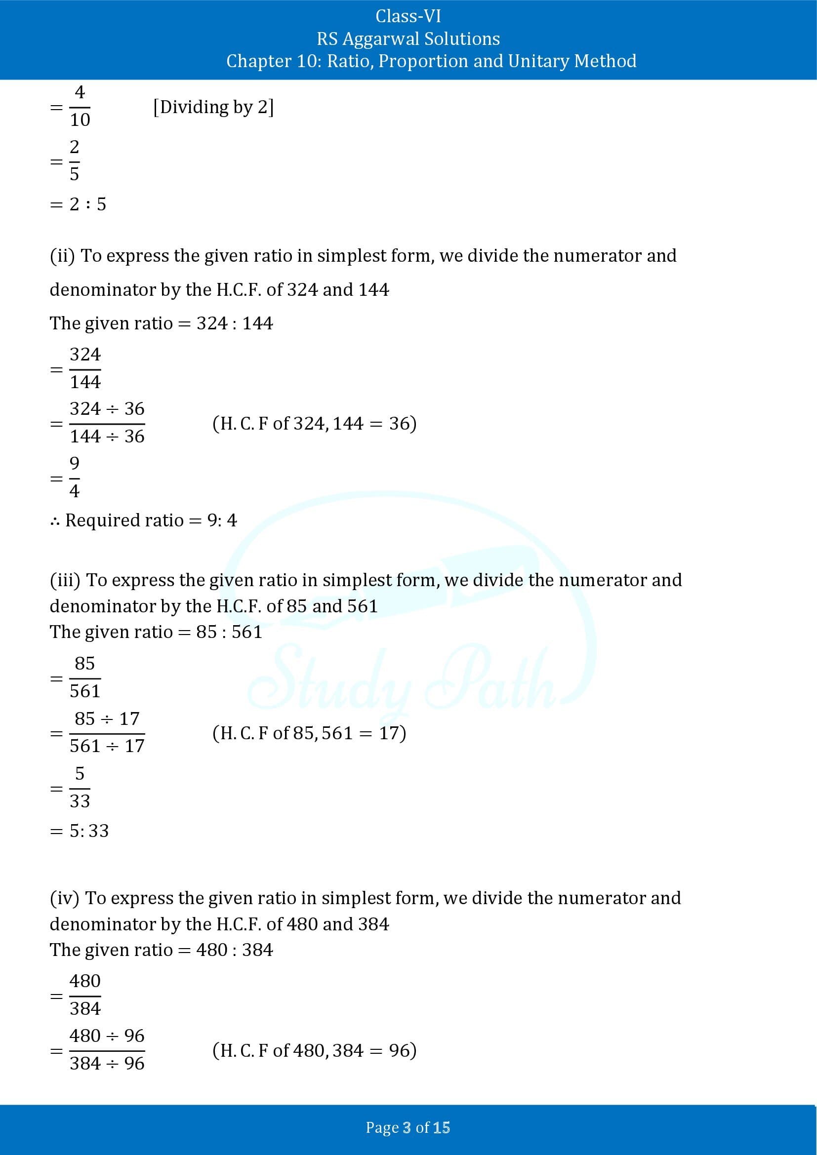 RS Aggarwal Solutions Class 6 Chapter 10 Ratio Proportion and Unitary Method Exercise 10A 00003