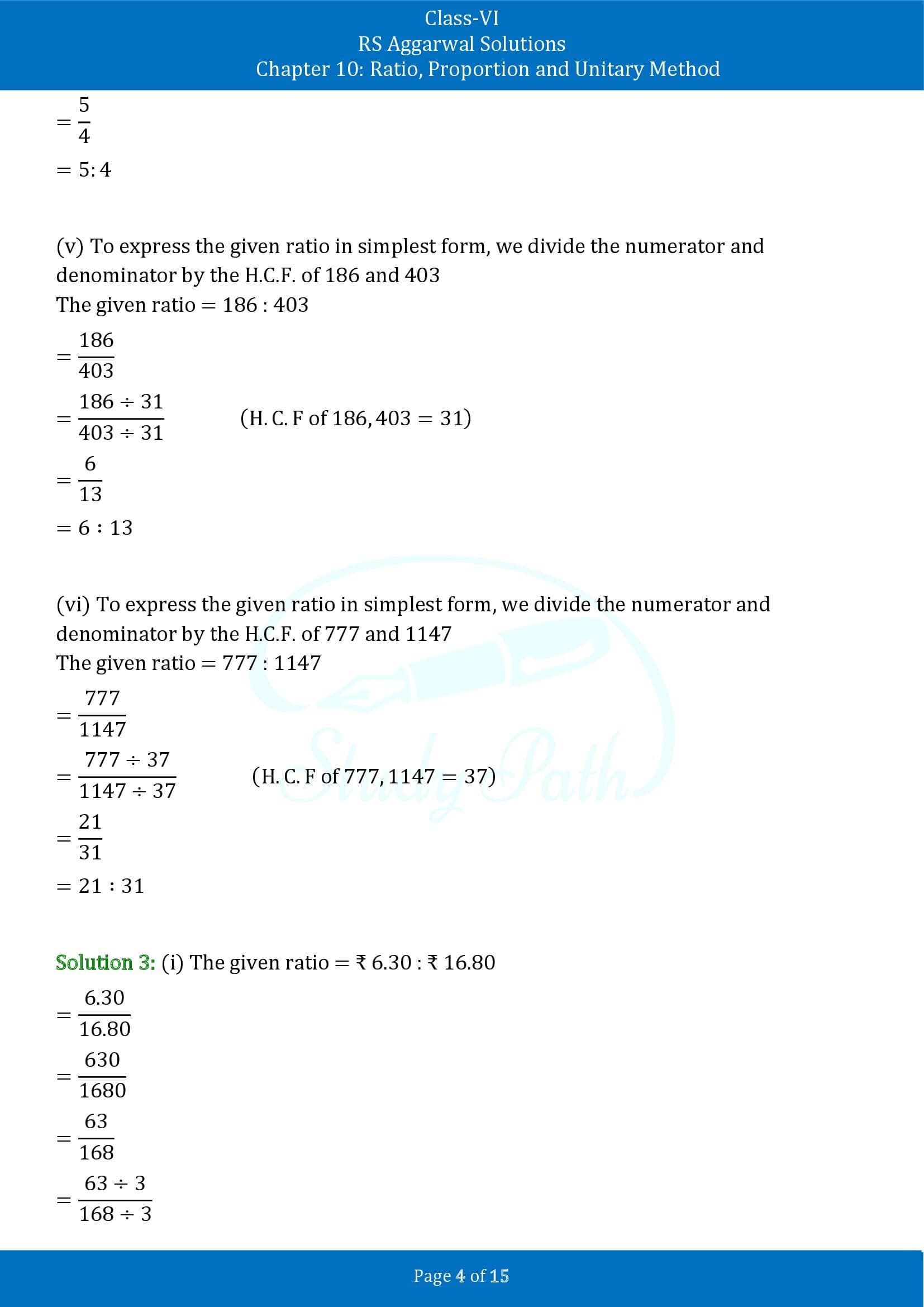 RS Aggarwal Solutions Class 6 Chapter 10 Ratio Proportion and Unitary Method Exercise 10A 00004