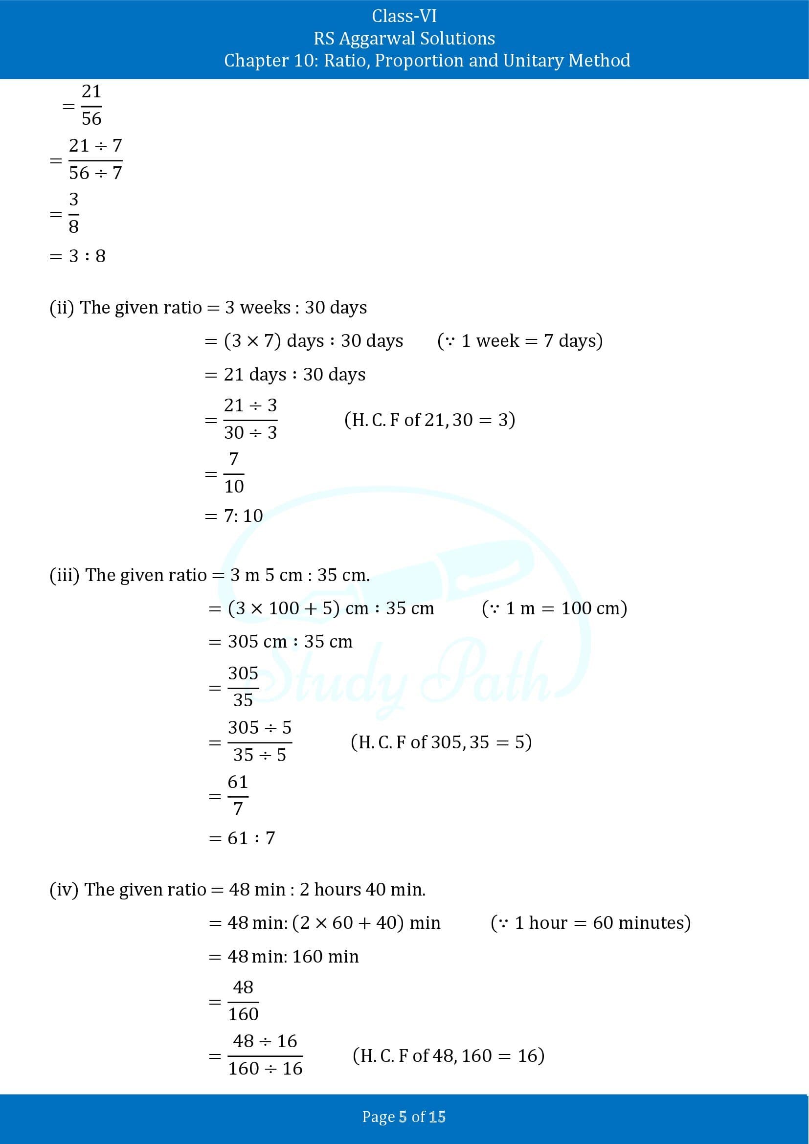 RS Aggarwal Solutions Class 6 Chapter 10 Ratio Proportion and Unitary Method Exercise 10A 00005