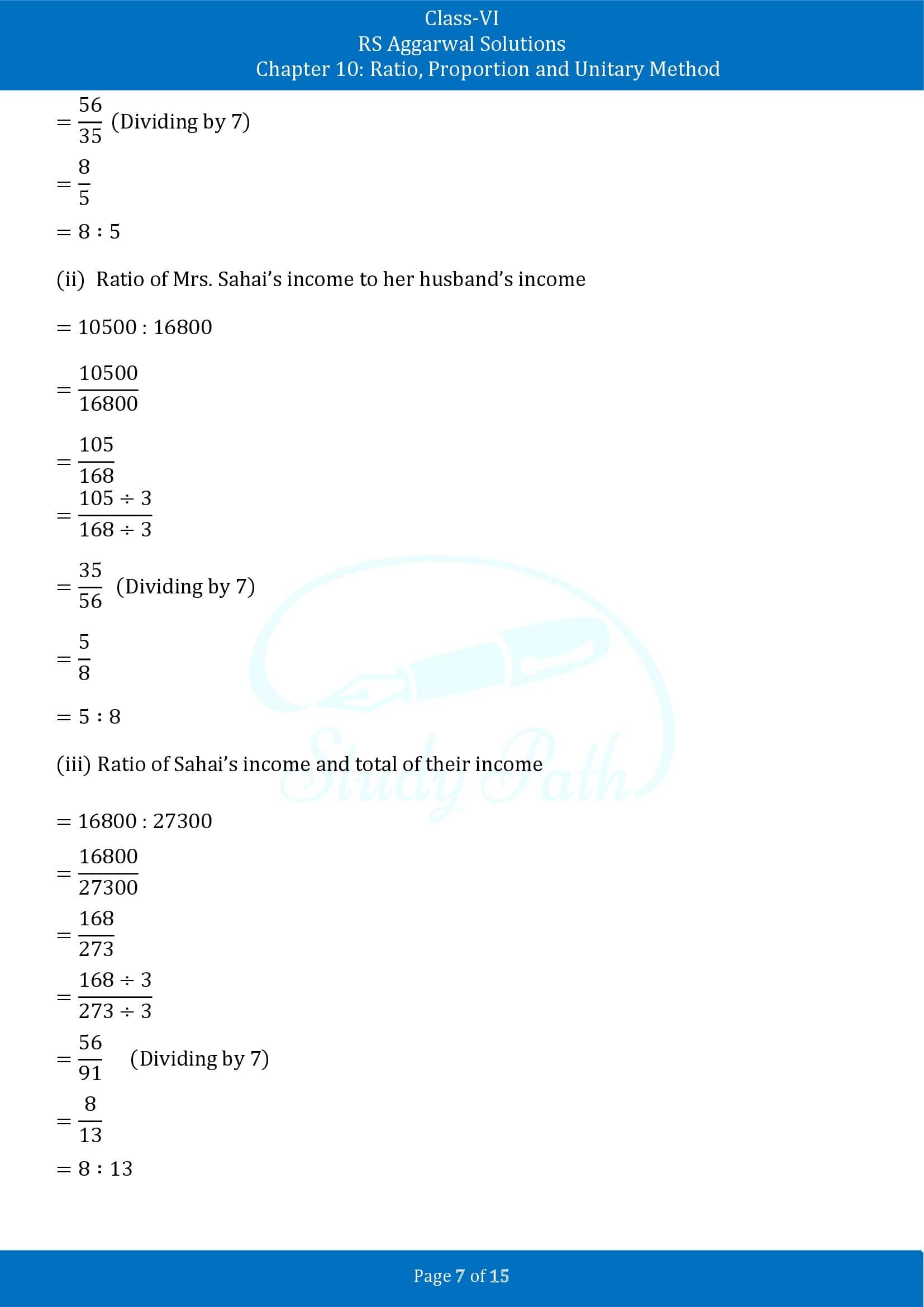 RS Aggarwal Solutions Class 6 Chapter 10 Ratio Proportion and Unitary Method Exercise 10A 00007