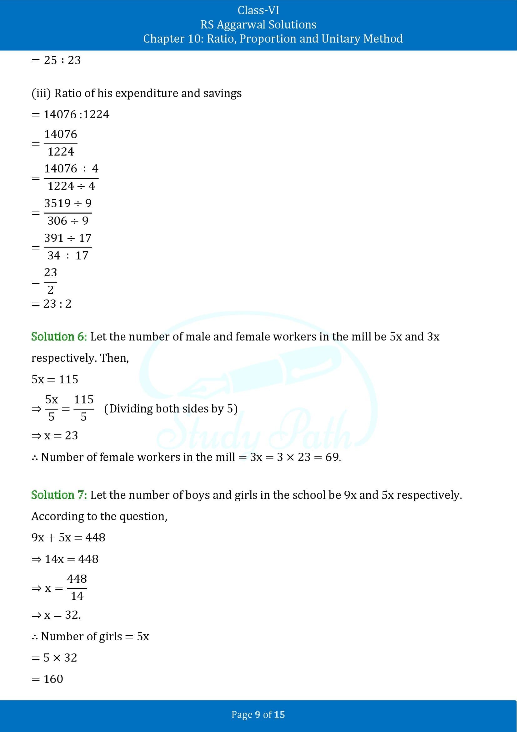 RS Aggarwal Solutions Class 6 Chapter 10 Ratio Proportion and Unitary Method Exercise 10A 00009