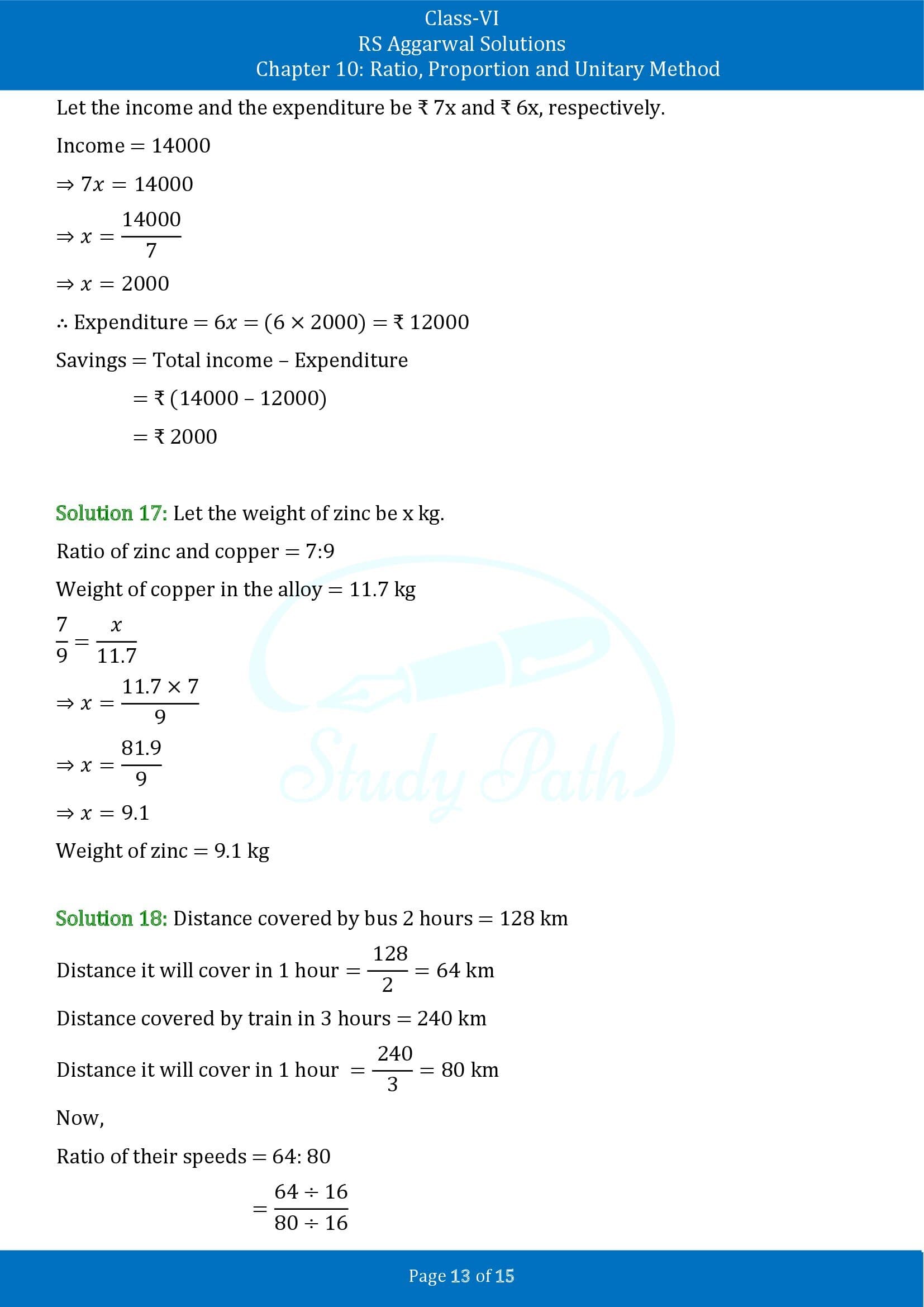 RS Aggarwal Solutions Class 6 Chapter 10 Ratio Proportion and Unitary Method Exercise 10A 00013
